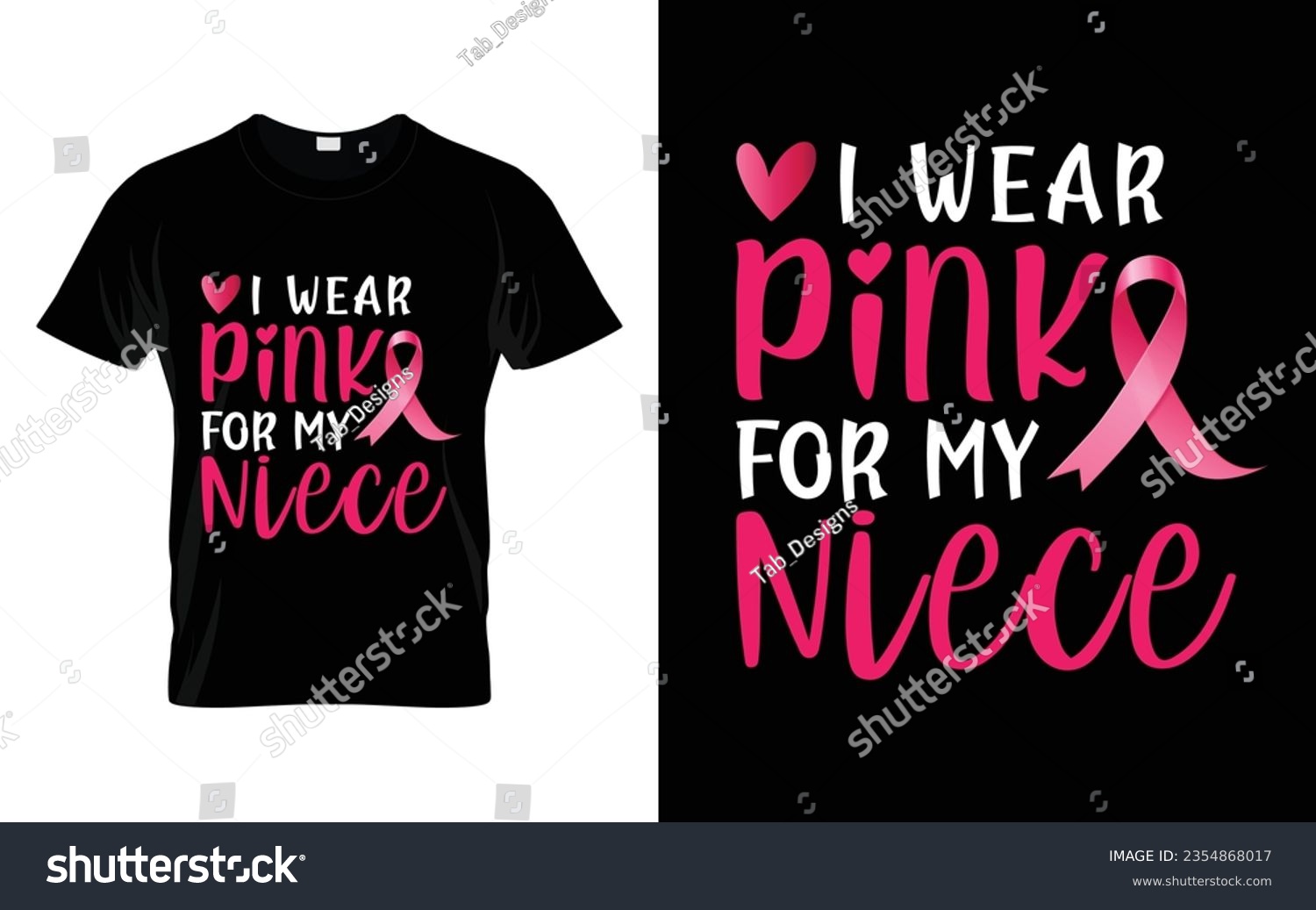 SVG of I wear pink for my Niece pink ribbon Breast Cancer Awareness Month T shirt Design svg