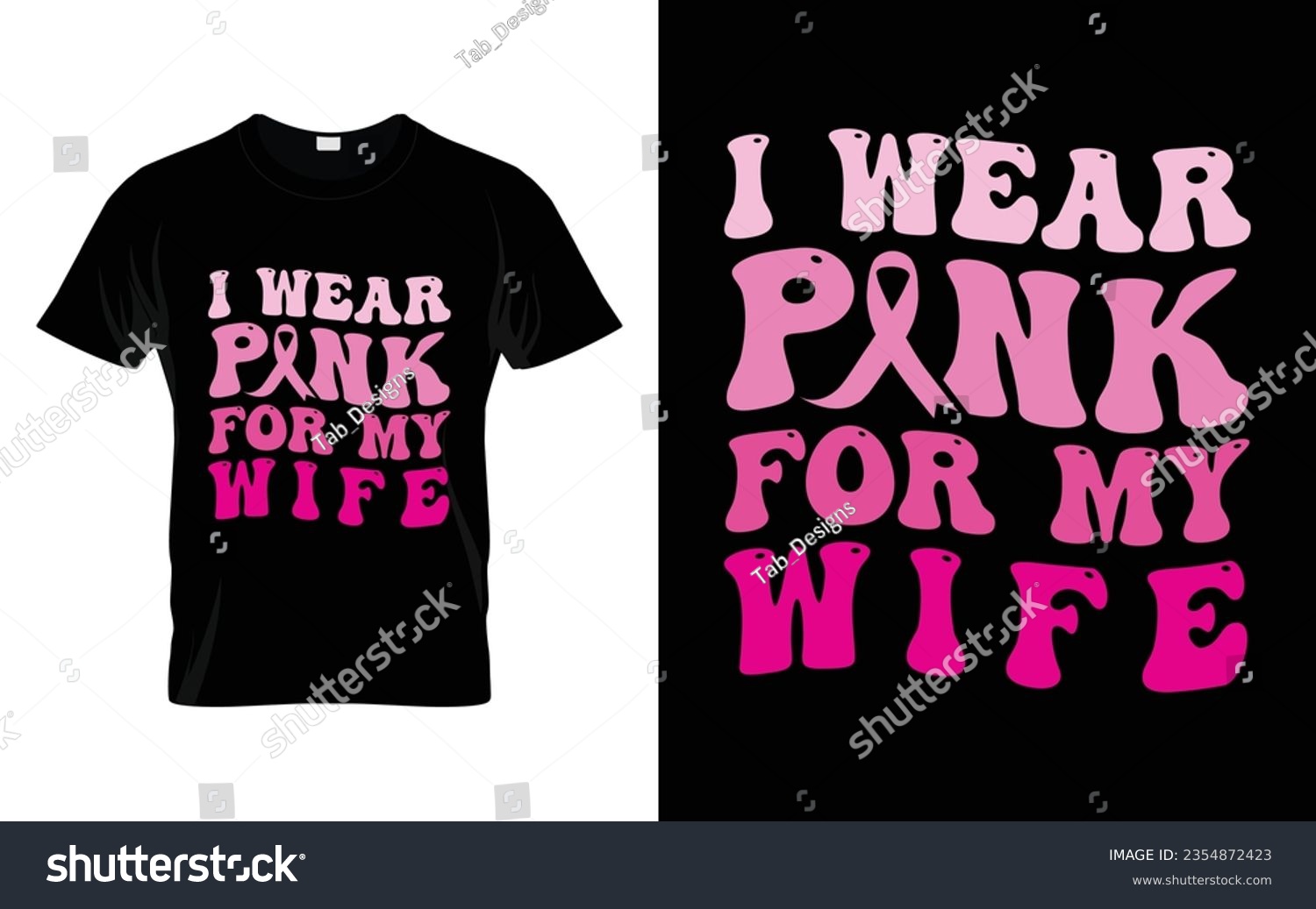 SVG of I wear pink for my Wife pink ribbon Groovy Breast Cancer Awareness Month T shirt Design || Breast Cancer Awareness Groovy t shirt design. svg