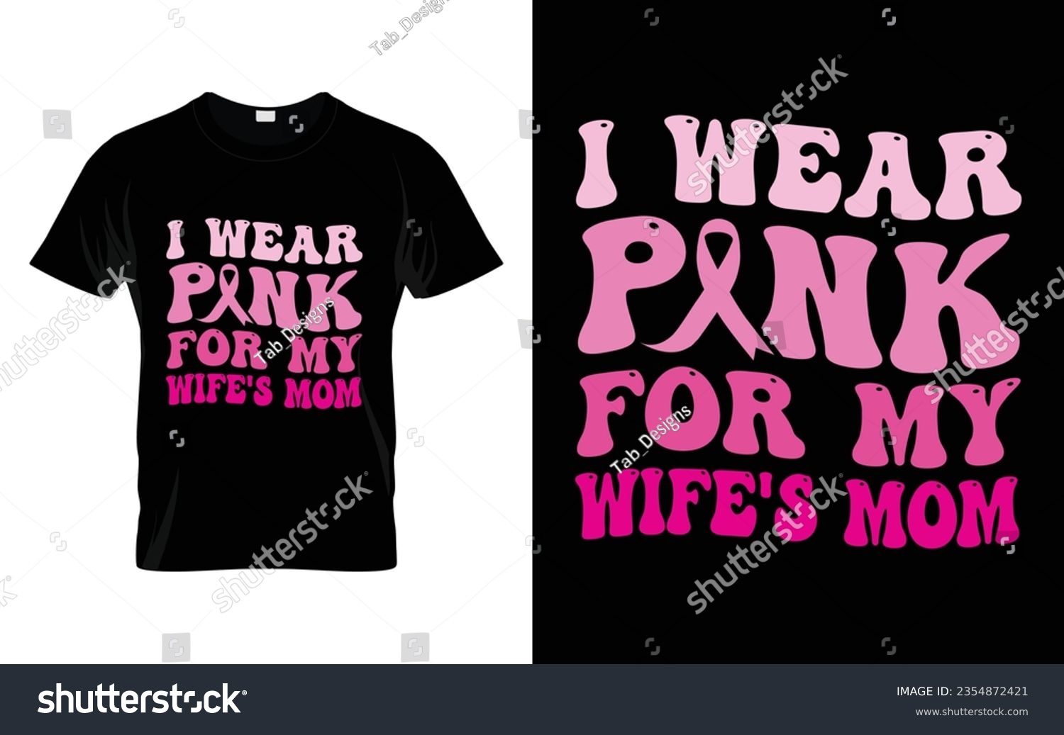 SVG of I wear pink for my Wife's Mom pink ribbon Groovy Breast Cancer Awareness Month T shirt Design || Breast Cancer Awareness Groovy t shirt design. svg