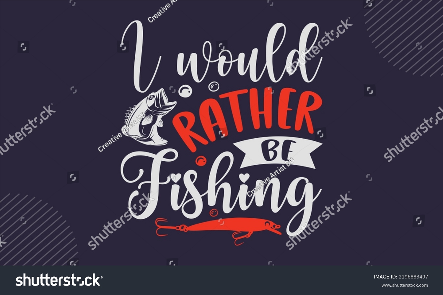 SVG of I Would Rather Be Fishing - Fishing T shirt Design, Hand lettering illustration for your design, Modern calligraphy, Svg Files for Cricut, Poster, EPS svg