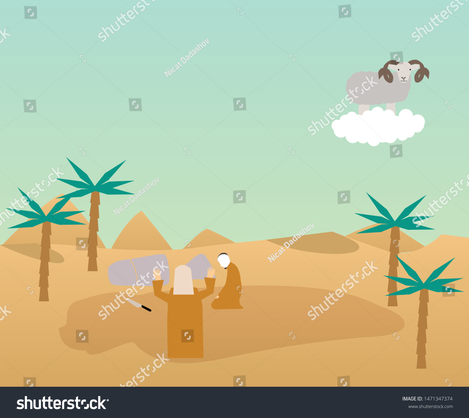 ibrahim-ismail-prophet-aladha-vector-illustration-stock-vector-royalty