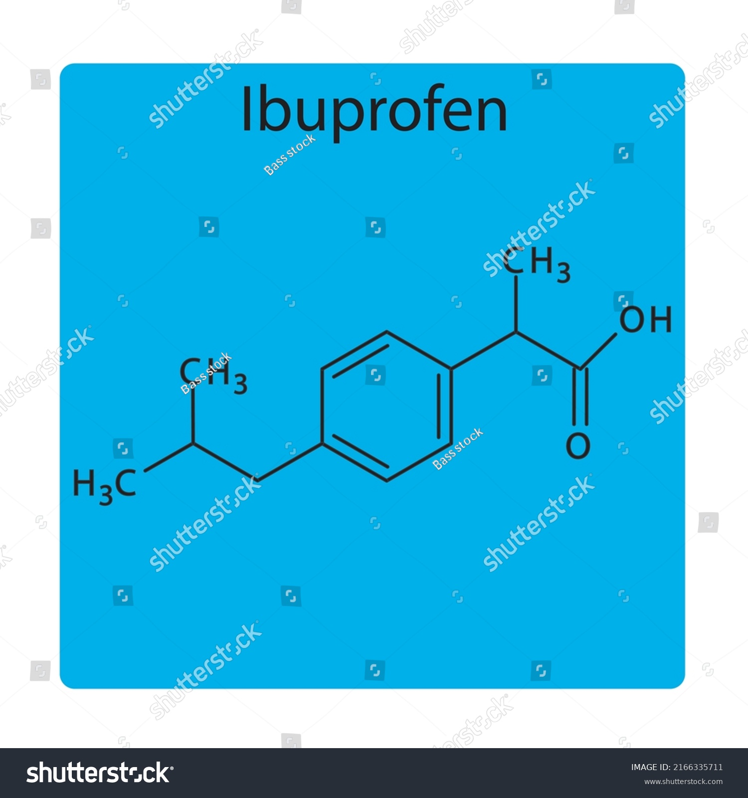 Ibuprofen Molecular Structure Flat Skeletal Chemical Stock Vector Royalty Free