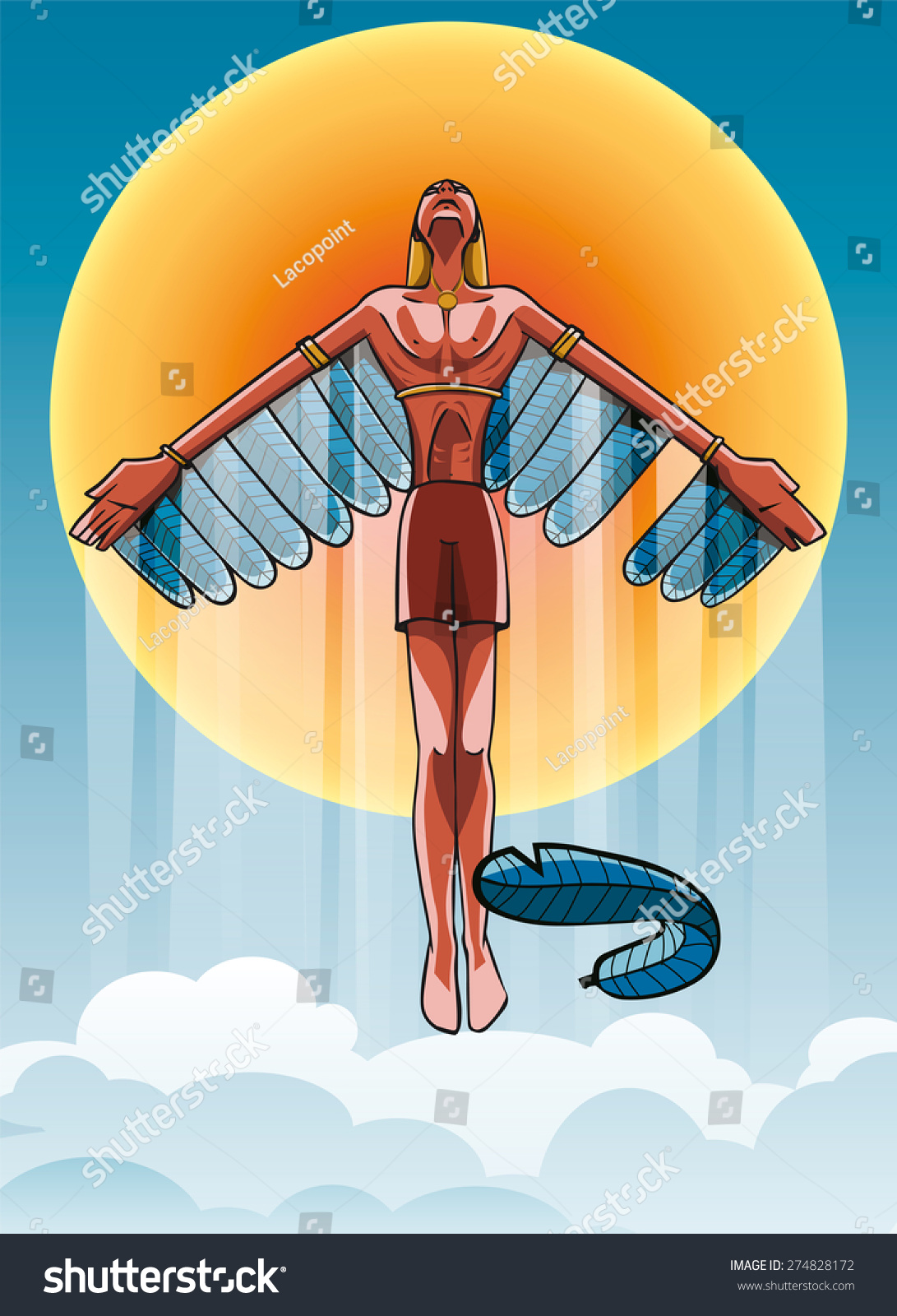 Icarus Flying Into Sun Stock Vector Royalty Free