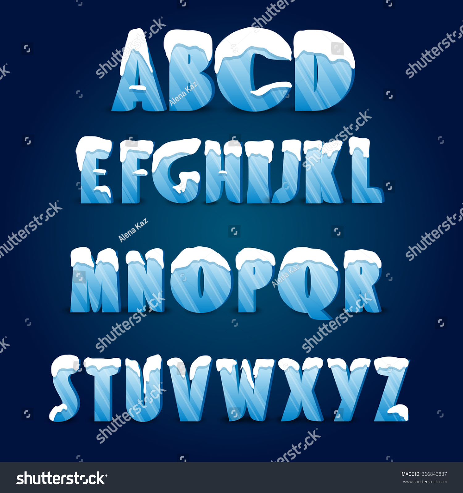 Ice Alphabet Collection Ice Letters Snow Stock Vector 366843887 ...