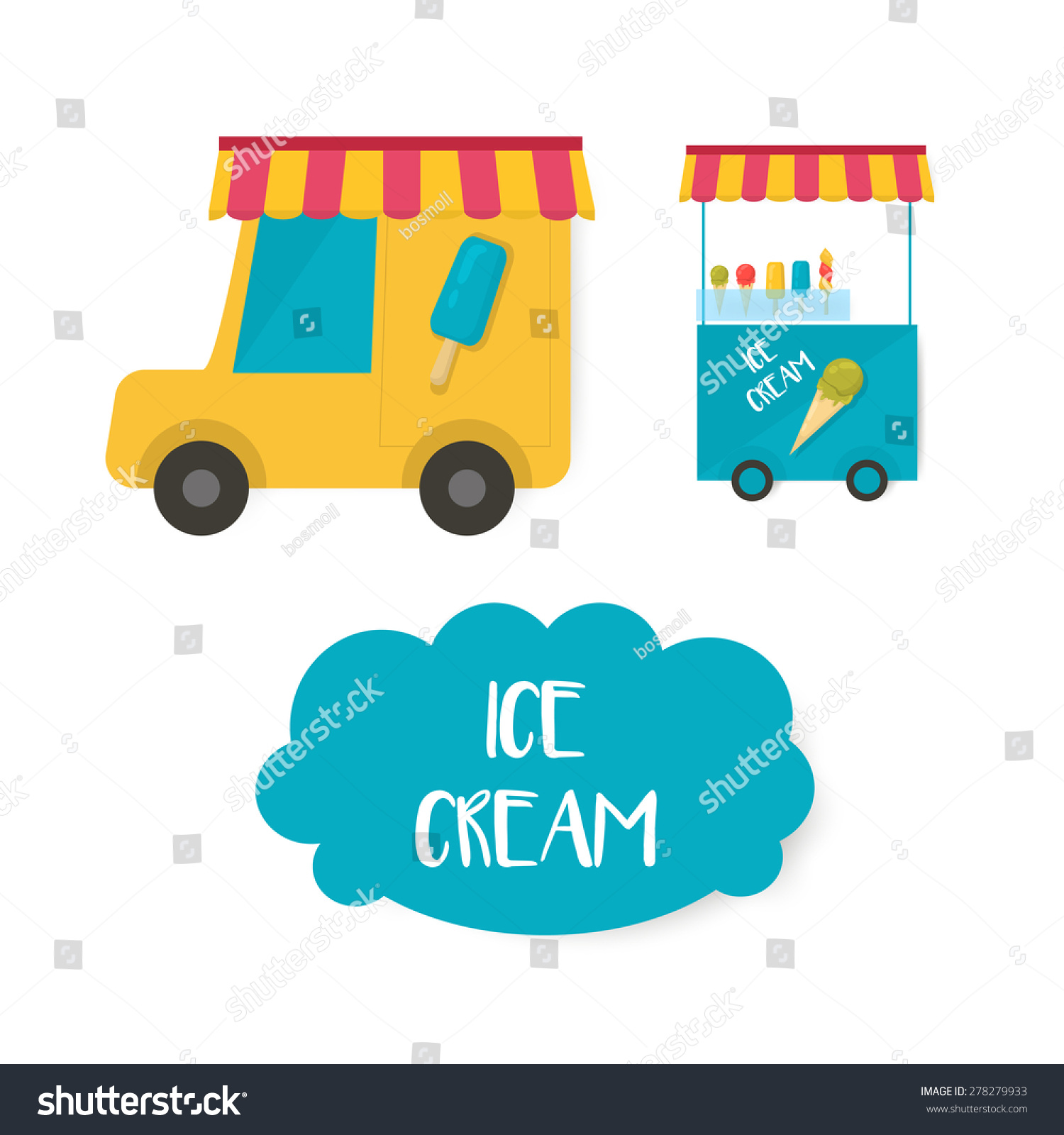 Ice Cream Cart Vector Ice Cream Stock Vector 278279933 - Shutterstock