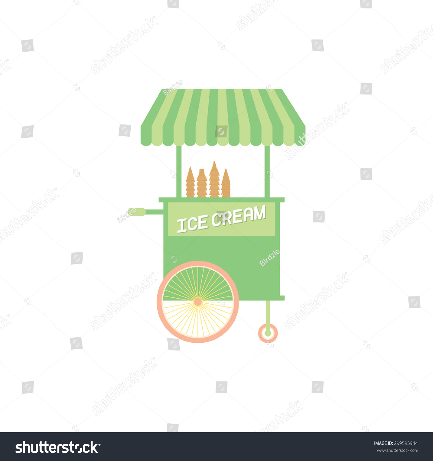 Ice Cream Cart Vector Illustration - 299595944 : Shutterstock