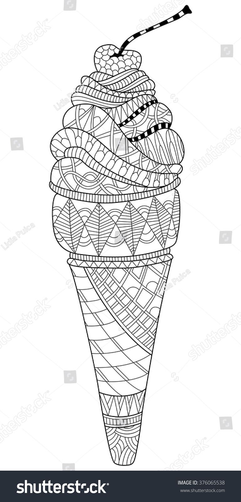 Ice Cream Coloring Page Illustration