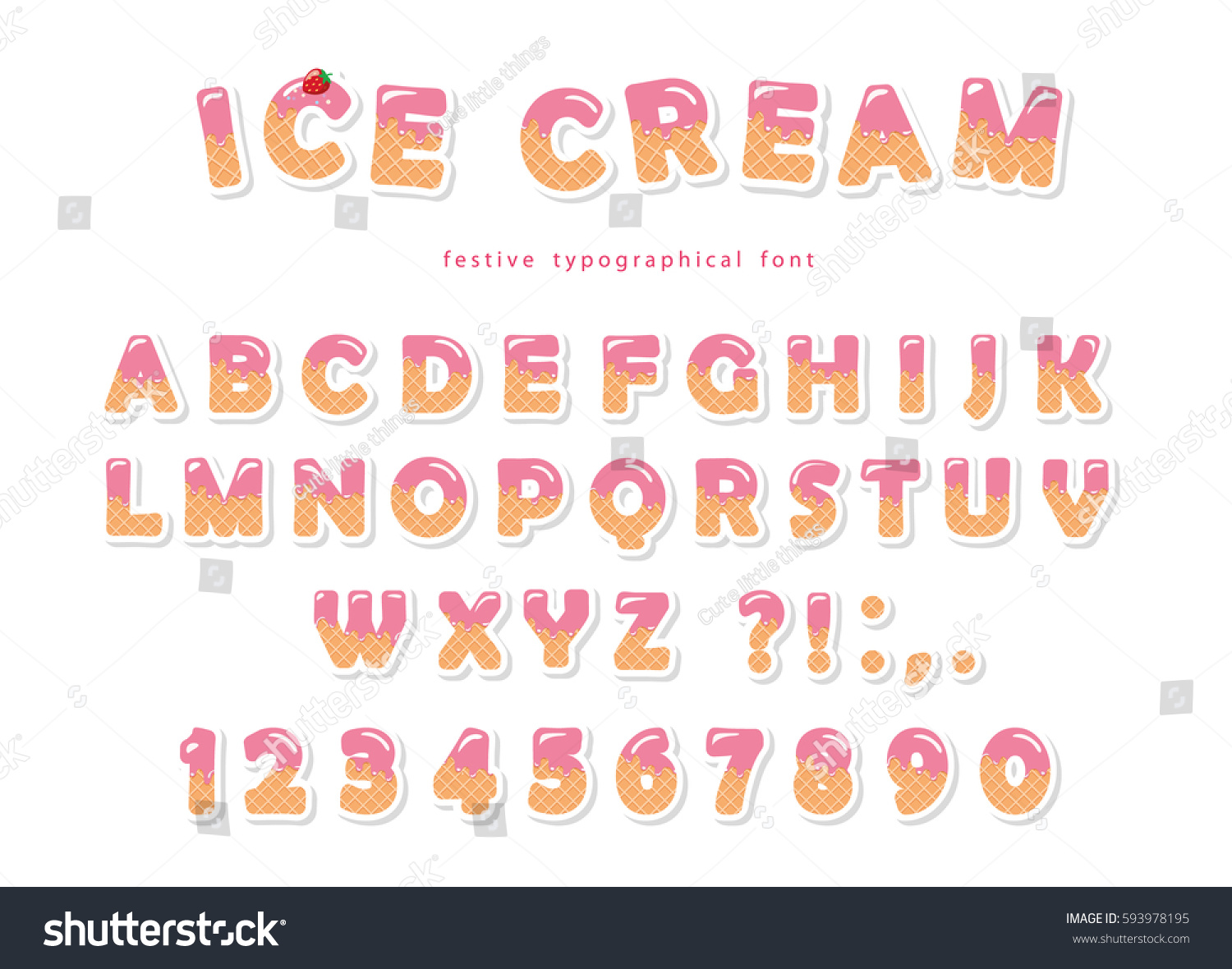 Ice Cream Font Cute Wafer Letters Stock Vector Royalty Free