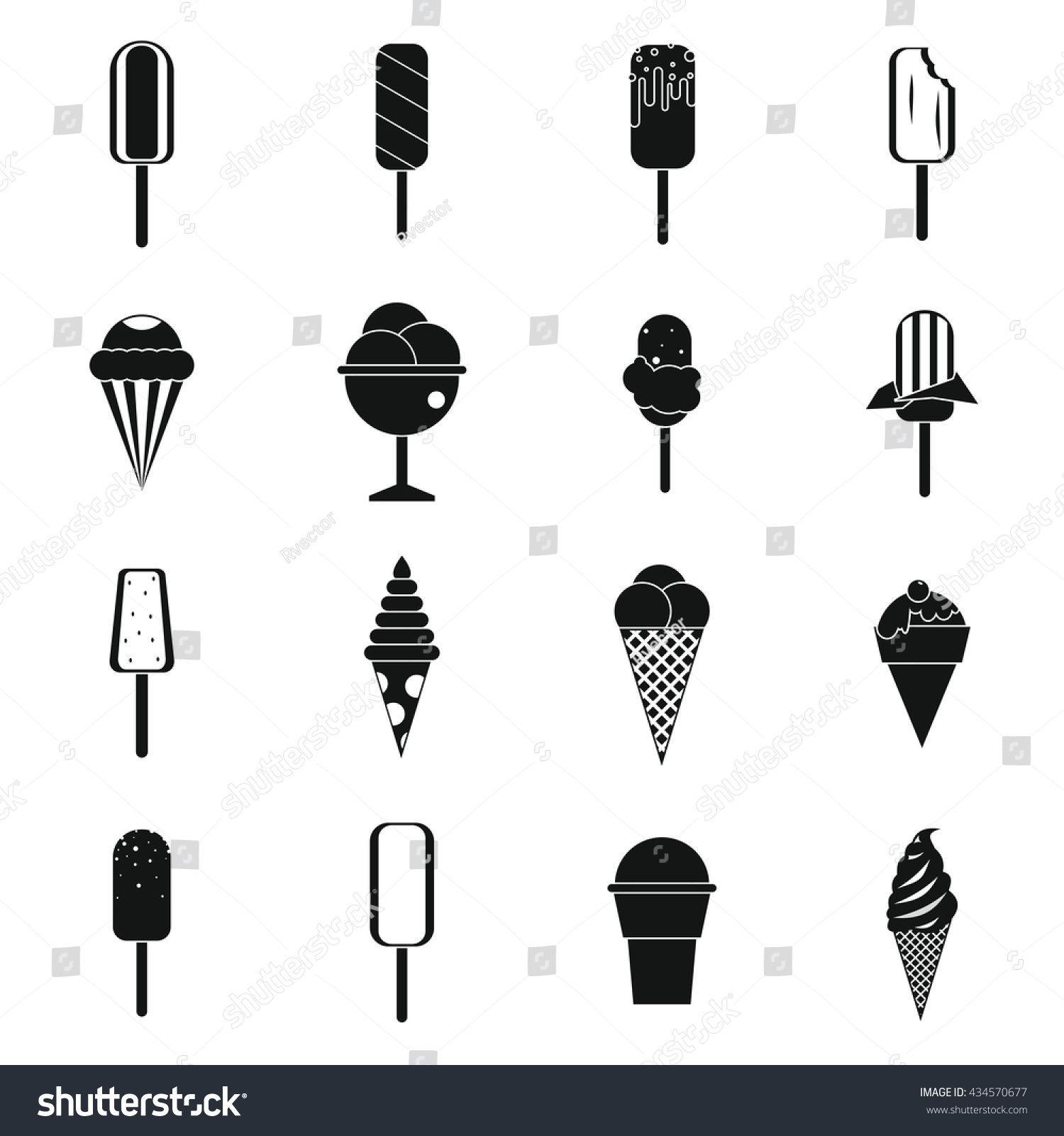 Ice Cream Icons Set Stock Vector (Royalty Free) 434570677