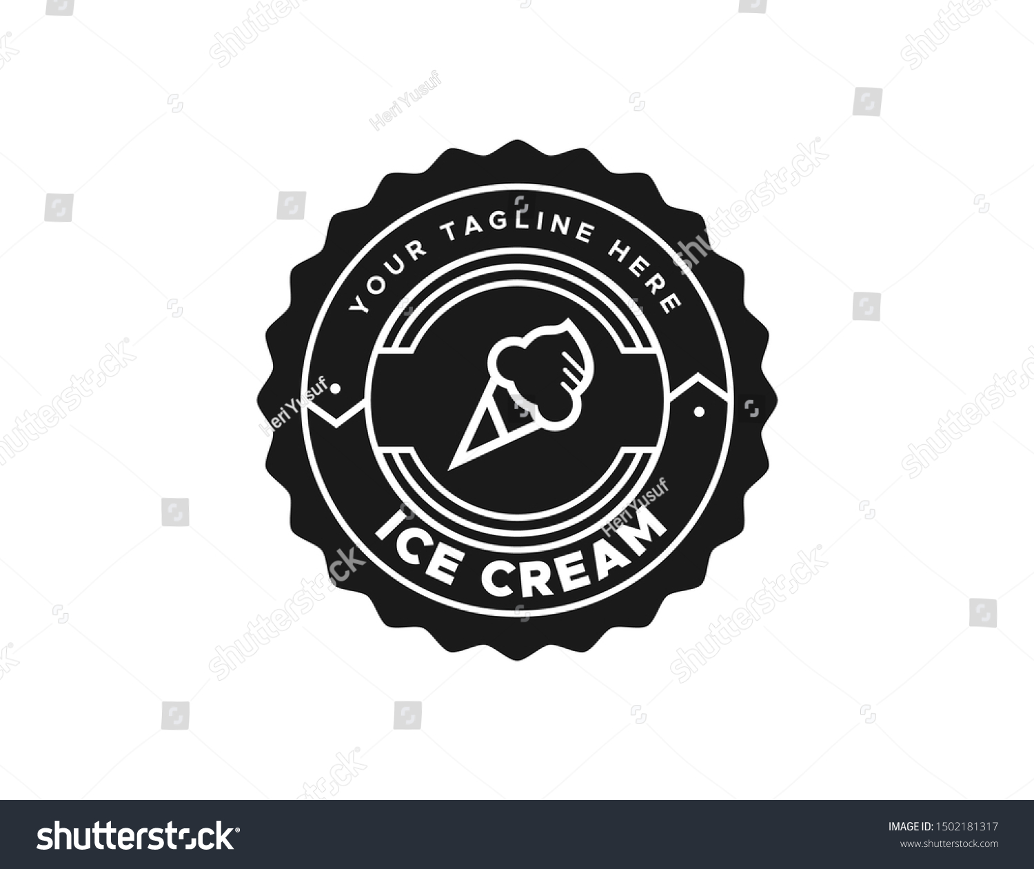 Ice Cream Logo Design Vintage Badge Stock Vector Royalty Free