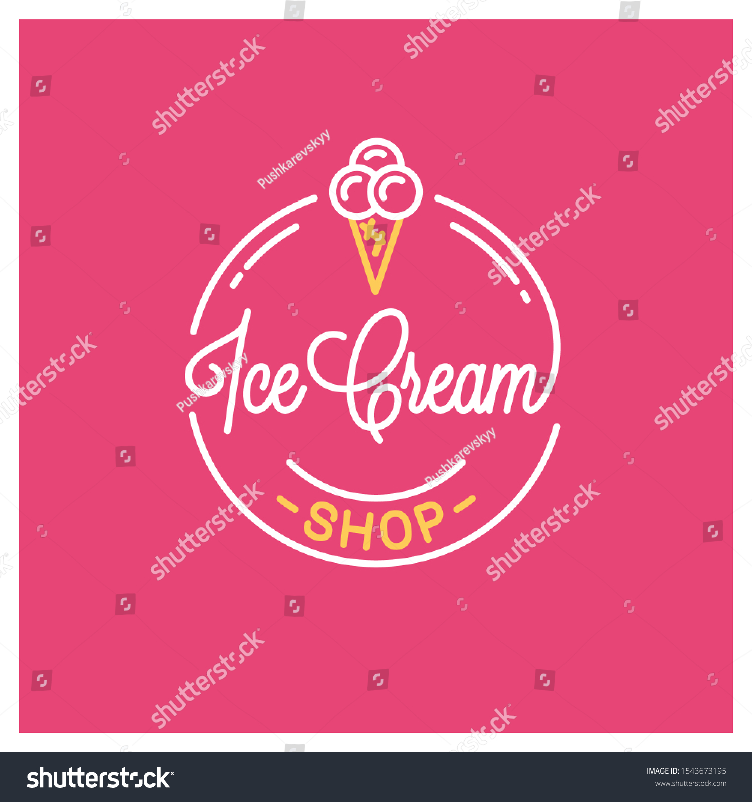 Ice Cream Shop Logo Round Linear Stock Vector (Royalty Free) 1543673195 ...