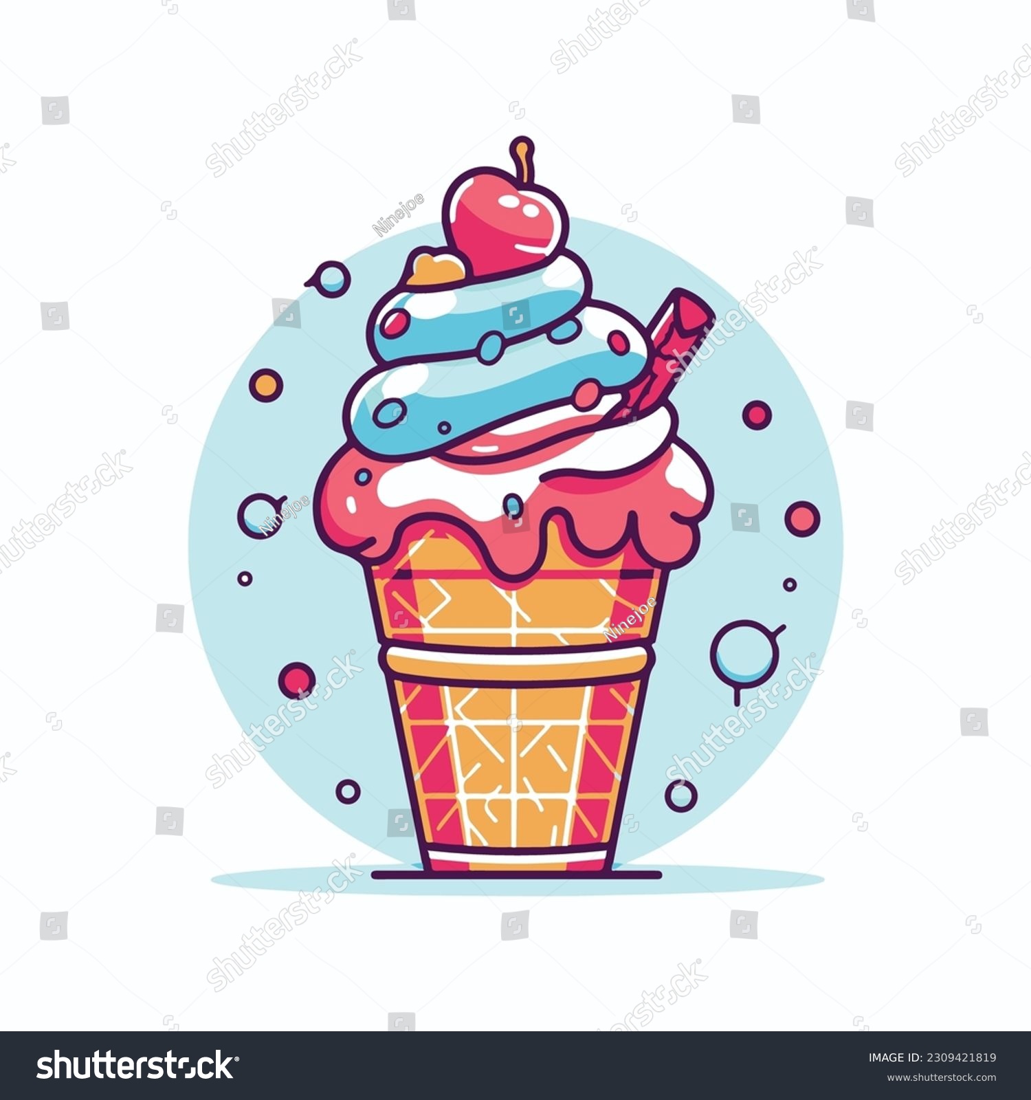 SVG of ice cream svg vector modern flat style line art color svg