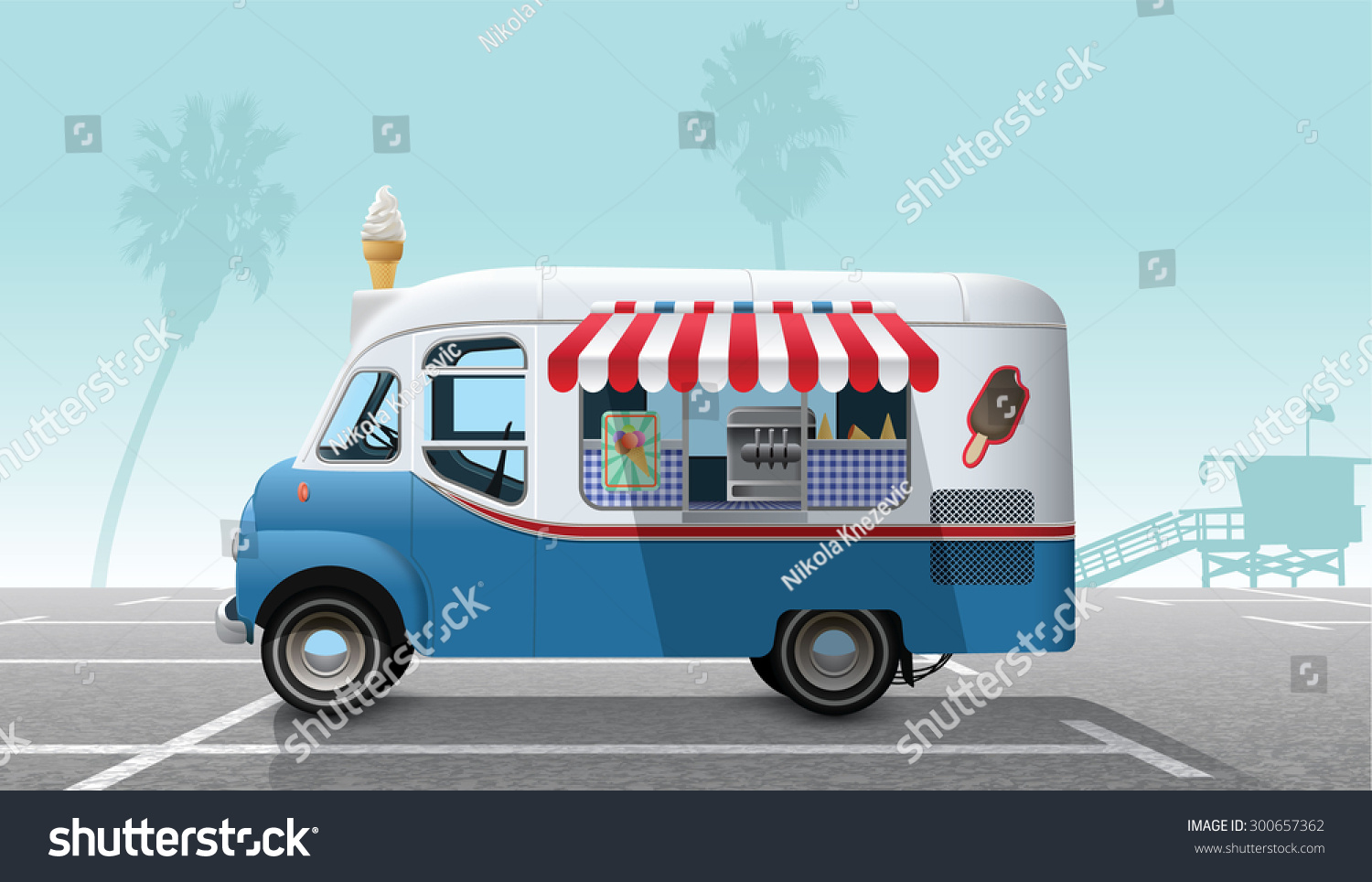 Ice Cream Truck Stock Vector (Royalty Free) 300657362 - Shutterstock