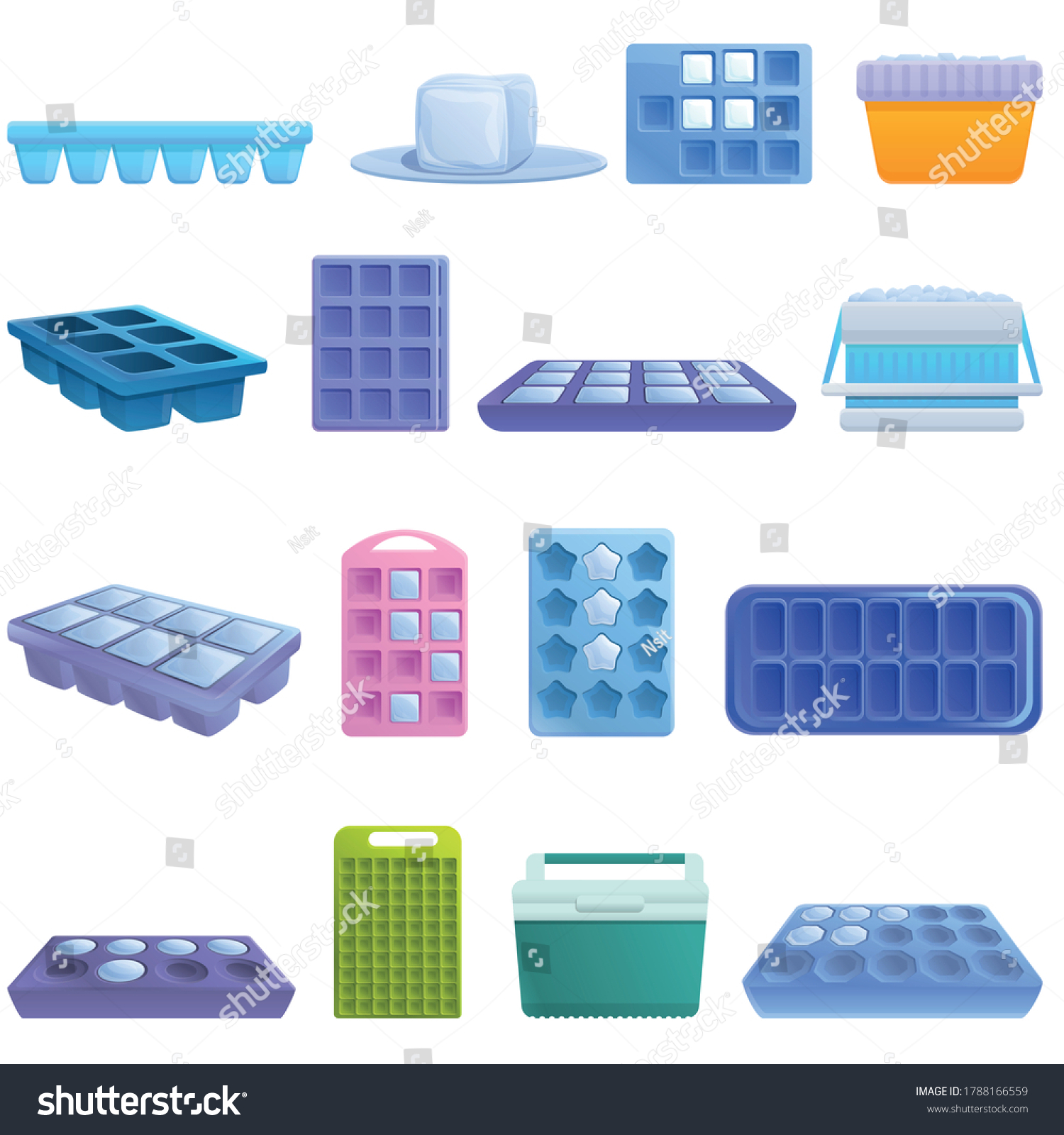 SVG of Ice cube trays icons set. Cartoon set of ice cube trays vector icons for web design svg