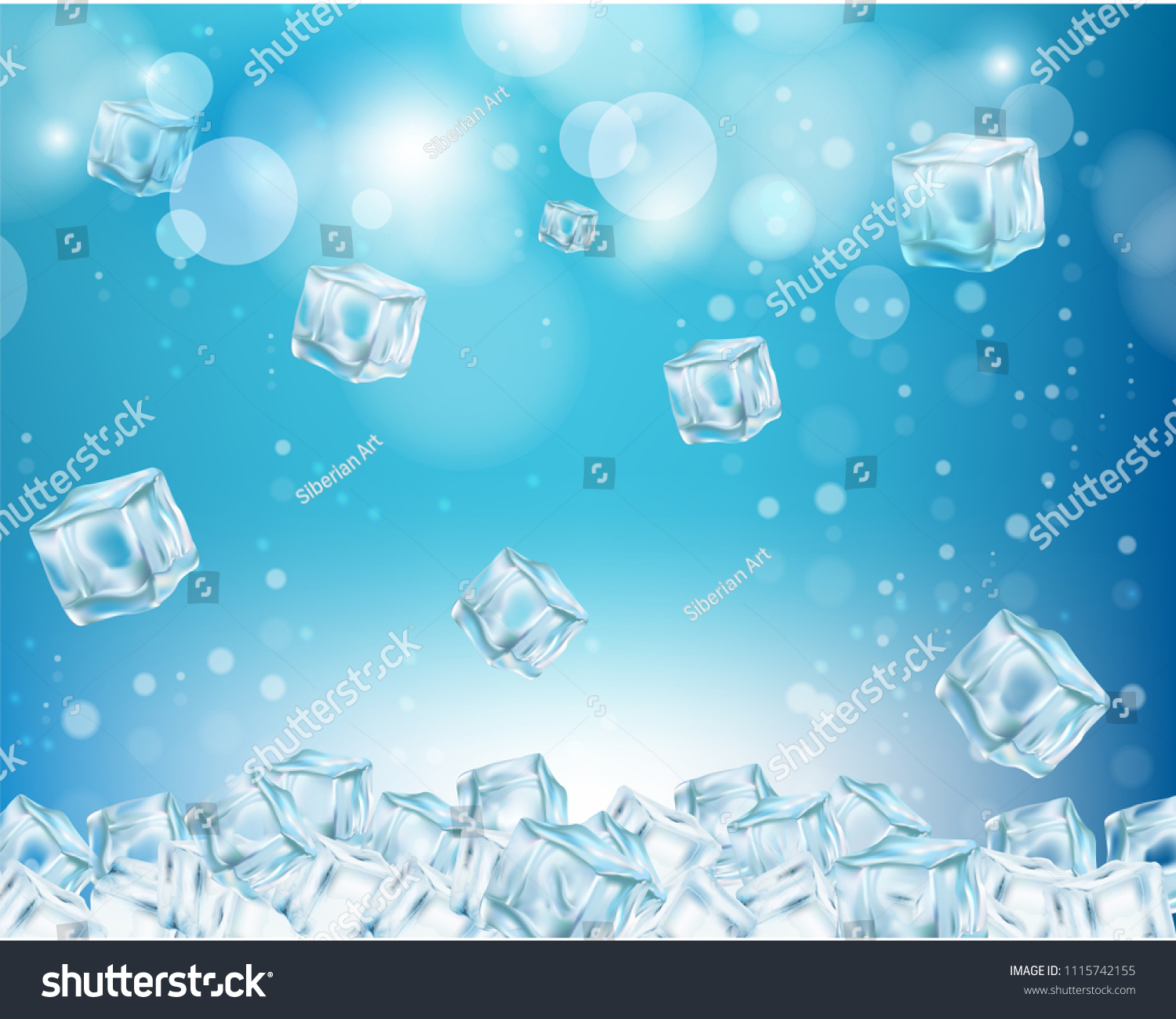 氷の壁紙 ベクター画像のリアルなイラスト 抽象的な背景に凍った水立方体 のベクター画像素材 ロイヤリティフリー