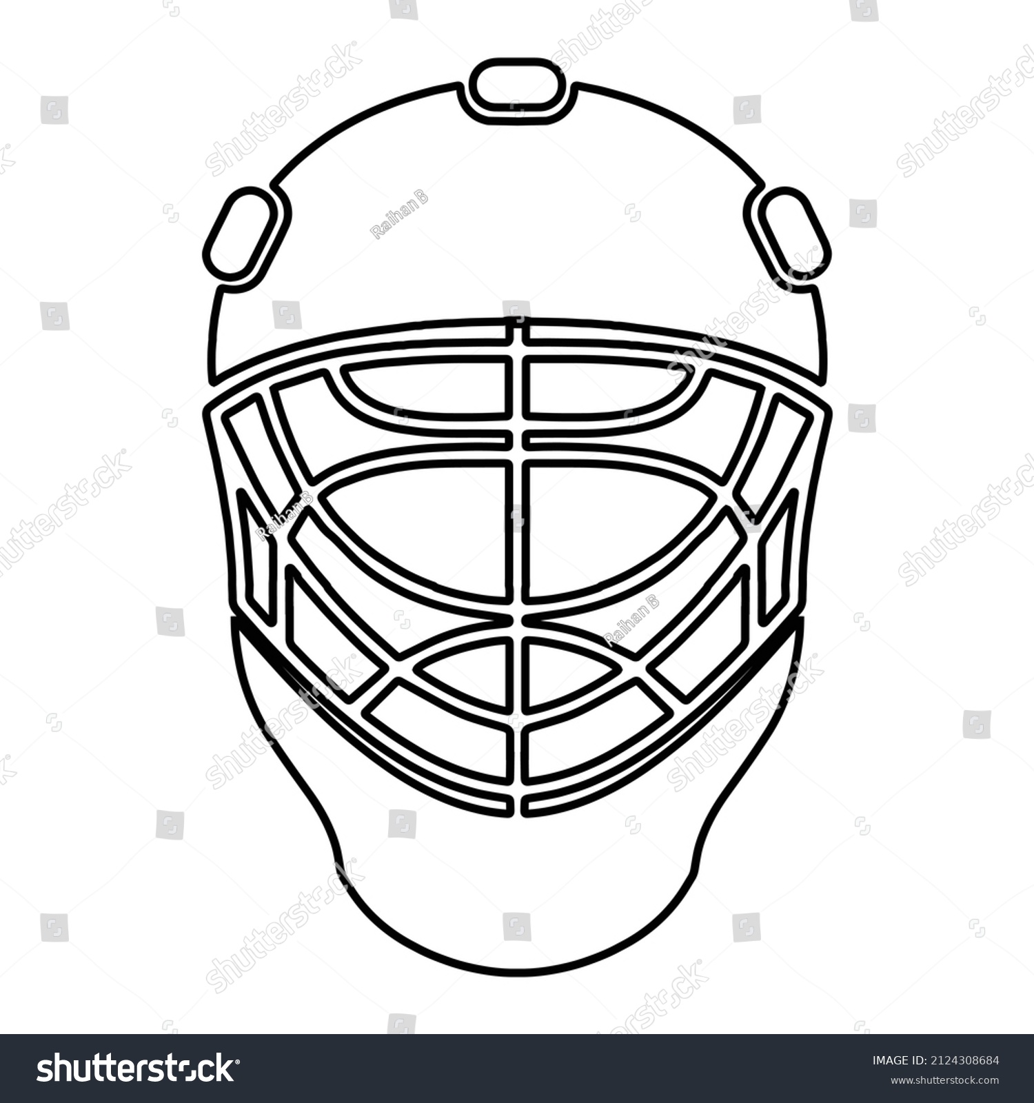 Ice Hockey Helmet Outline Style Vector Stock Vector (Royalty Free ...