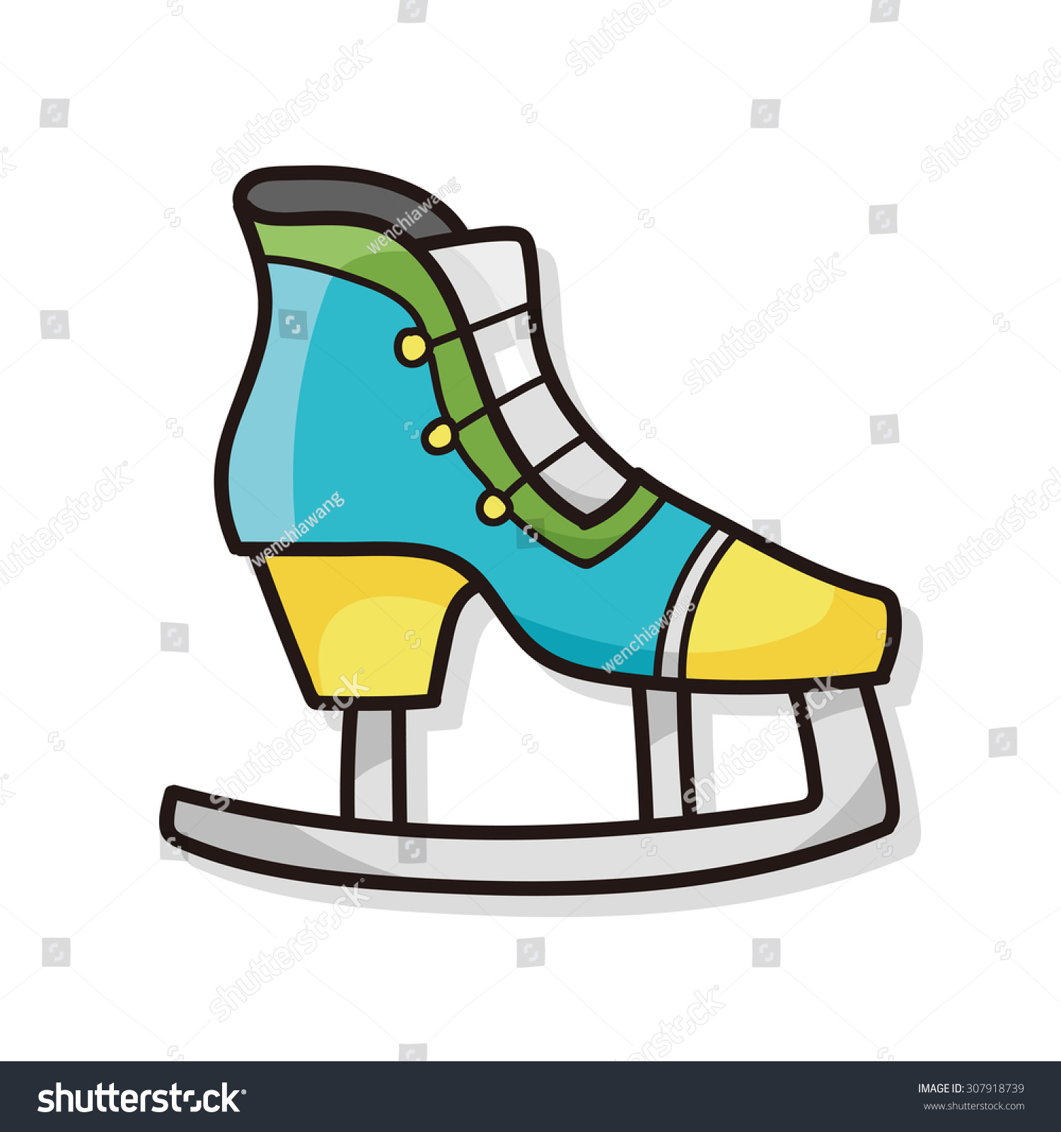 Ice Skates Doodle Stock Vector (Royalty Free) 307918739