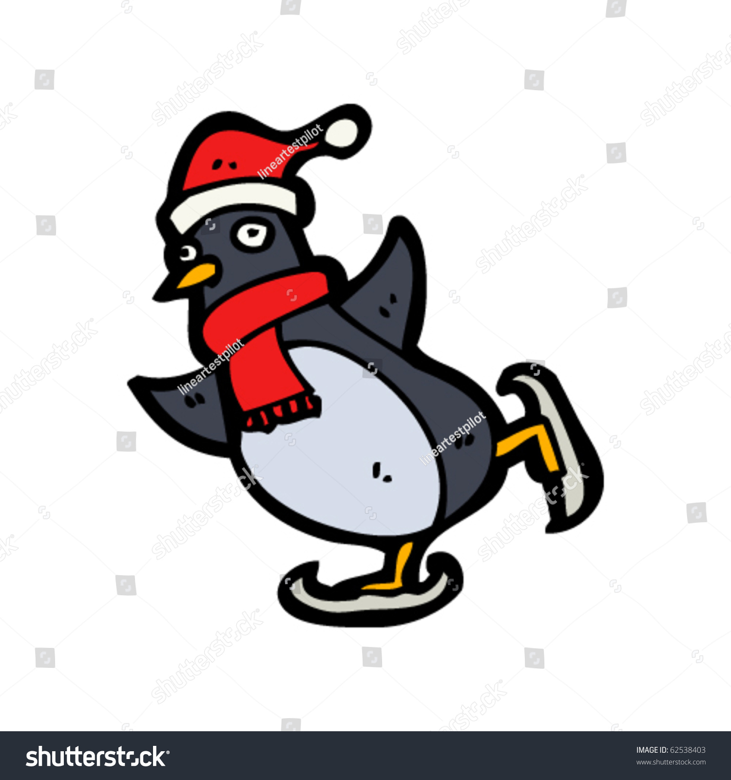 cartoon penguin ice skating