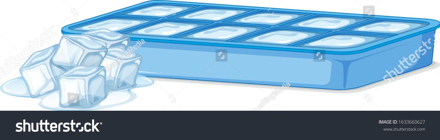 SVG of Ice tray with ice and melting ice cubes on white background illustration svg