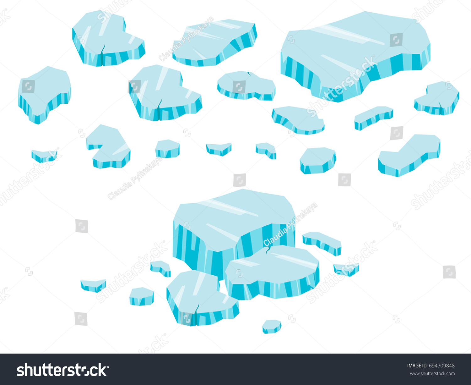 Iceberg Big Set Cartoon Ice Icebergs Stock Vector 694709848 - Shutterstock