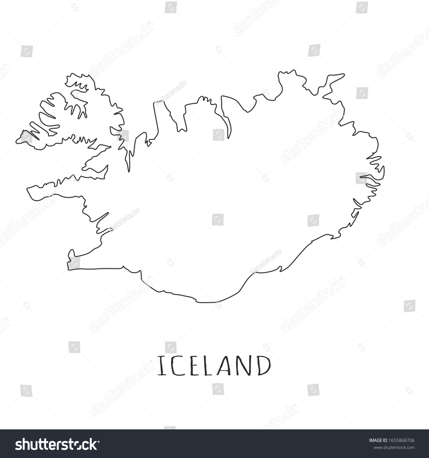 Iceland One Line Drawing On White Stock Vector (Royalty Free ...