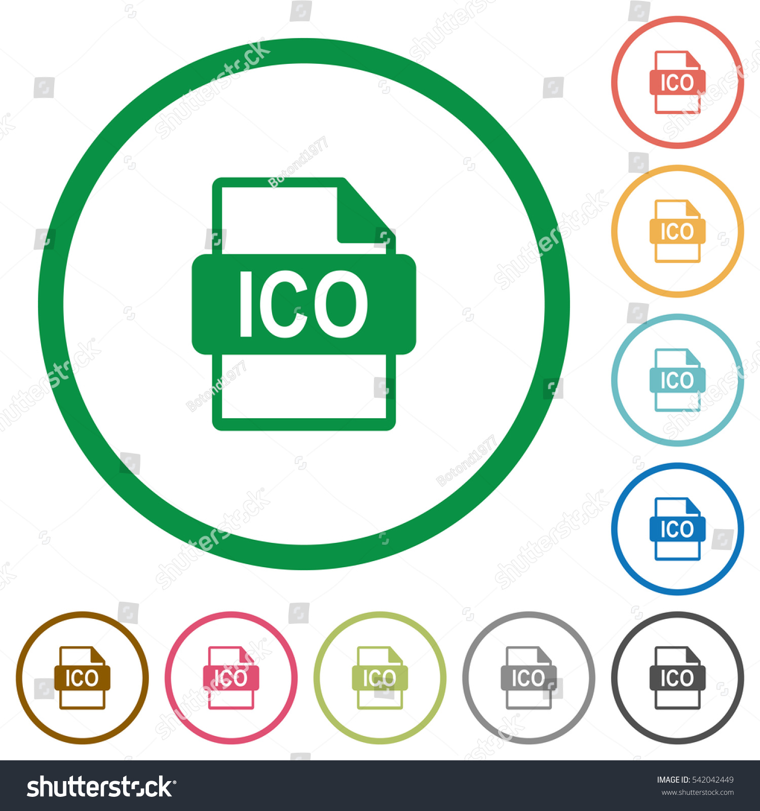 Ico File Format Flat Color Icons Stock Vector Royalty Free 542042449
