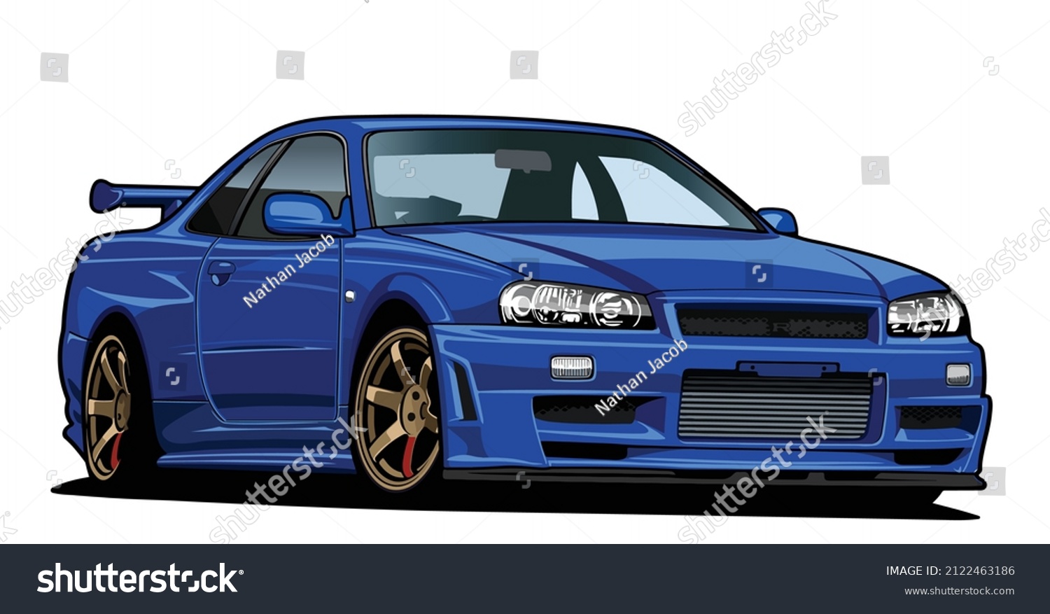 SVG of icon blue sport car vector template illustration can use logo t shirt apparel sticker group community Nissan GTR 35 Paul Walker poster flyer banner modify auto show Tokyo drift fast furious movie svg