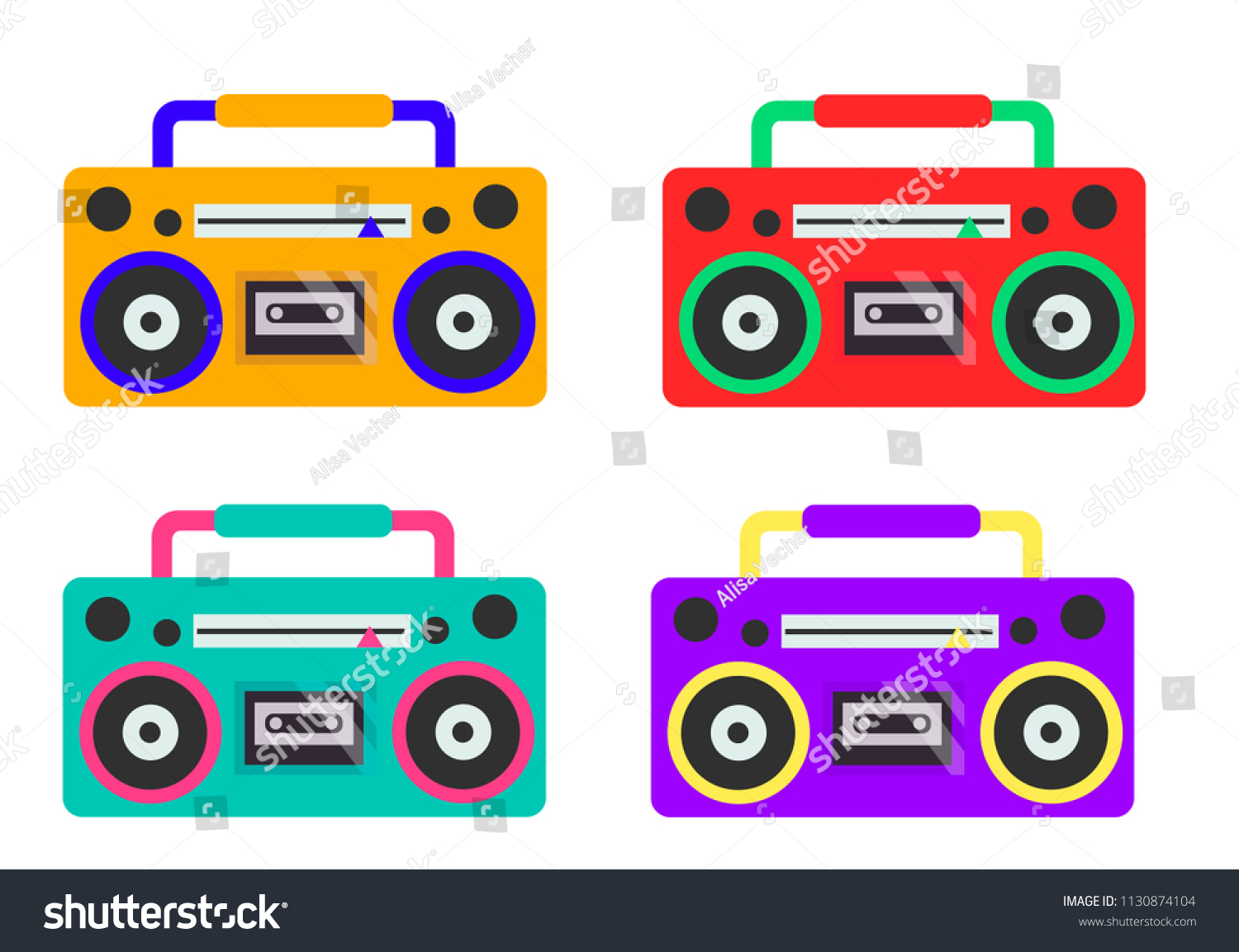 Icon Boombox Set Vector Cartoon Stock Vector (Royalty Free) 1130874104