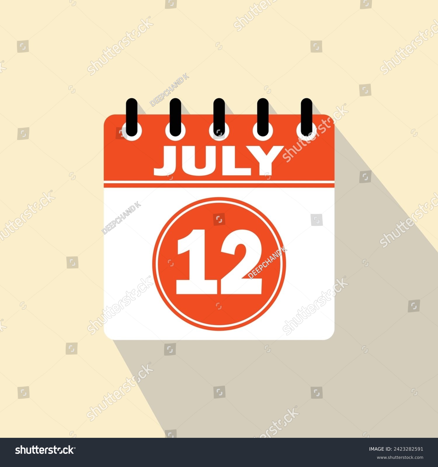 SVG of Icon calendar day - 12 July. 12th days of the month, vector illustration. svg