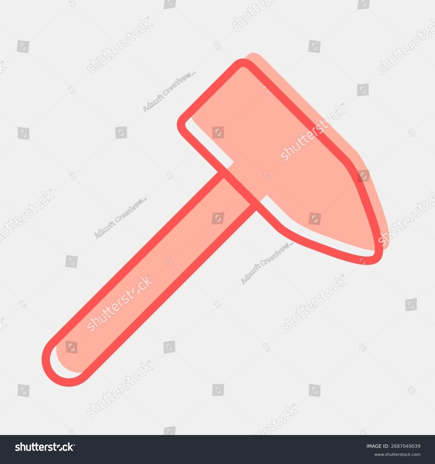 red hammer icon, simple design, construction tool clip art preview