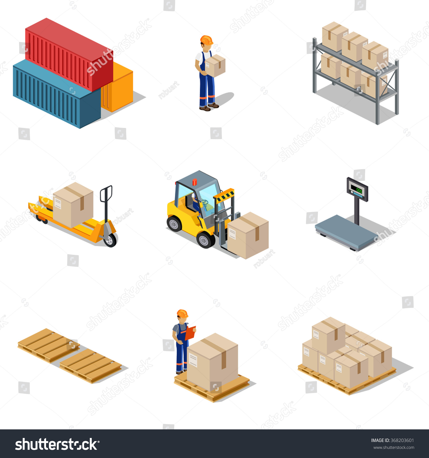 Icon 3d Isometric Process Warehouse Warehouse Stock Vector 368203601 ...