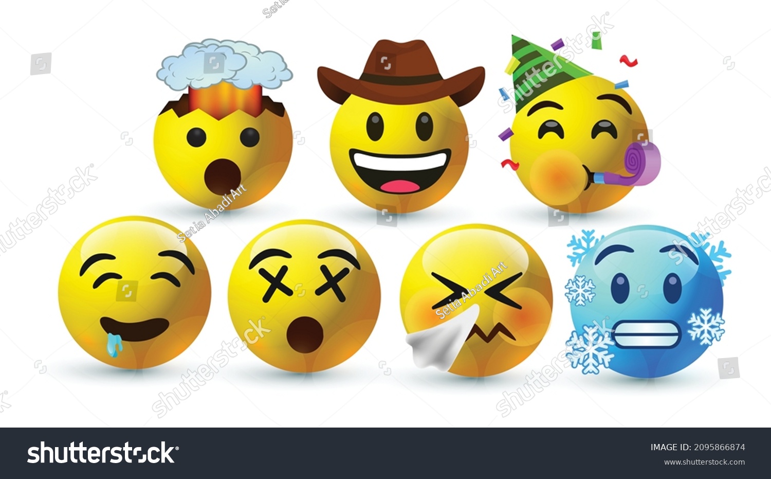 SVG of icon 3d vector round yellow cartoon bubble emoticons social media Whatsapp Instagram Facebook chat comment reactions icon template face Sneezing cold dizzy Exploding Partying emoji character message svg