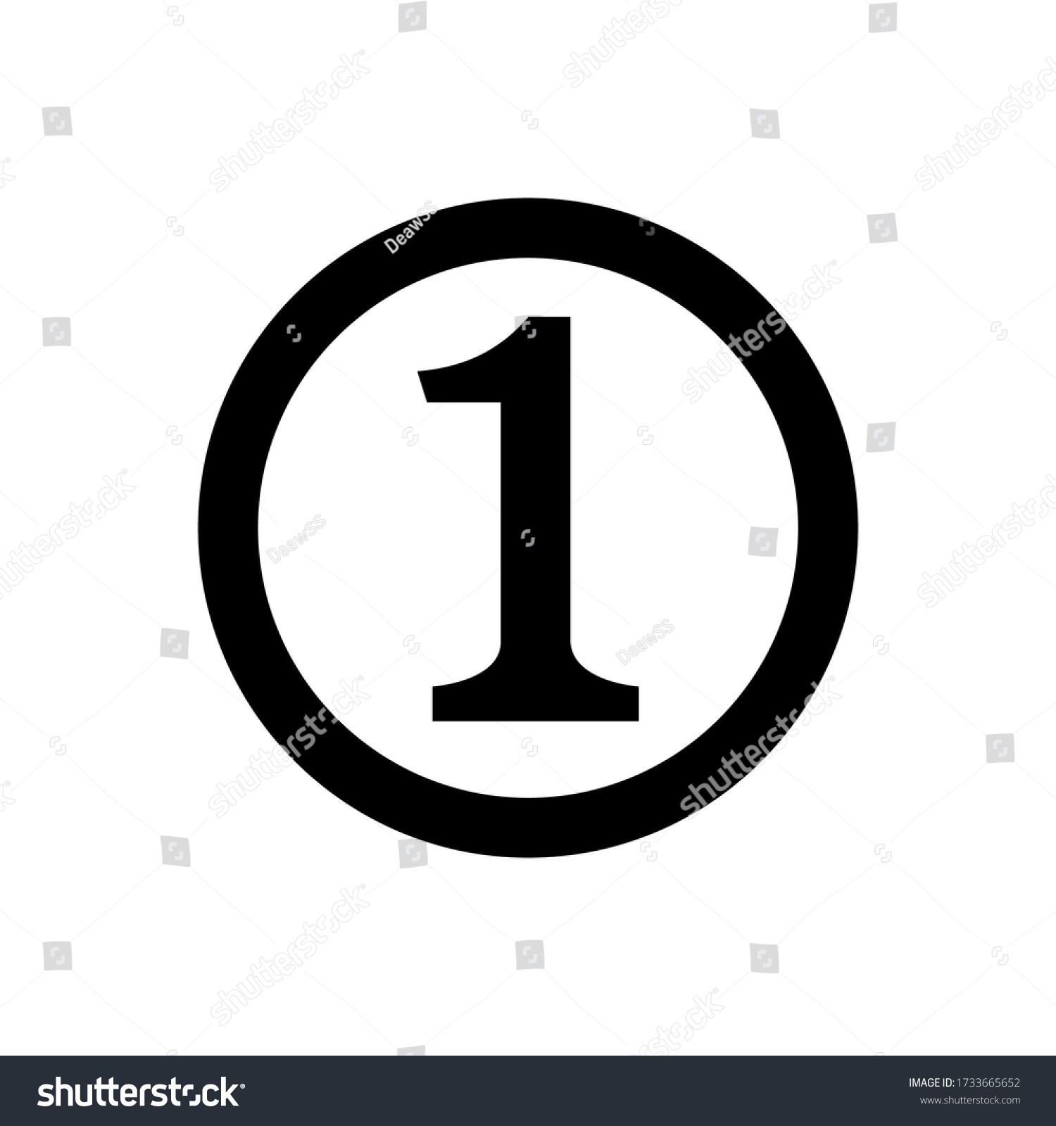 Icon Number 1 Circle Black Isolated Stock Vector (Royalty Free) 1733665652