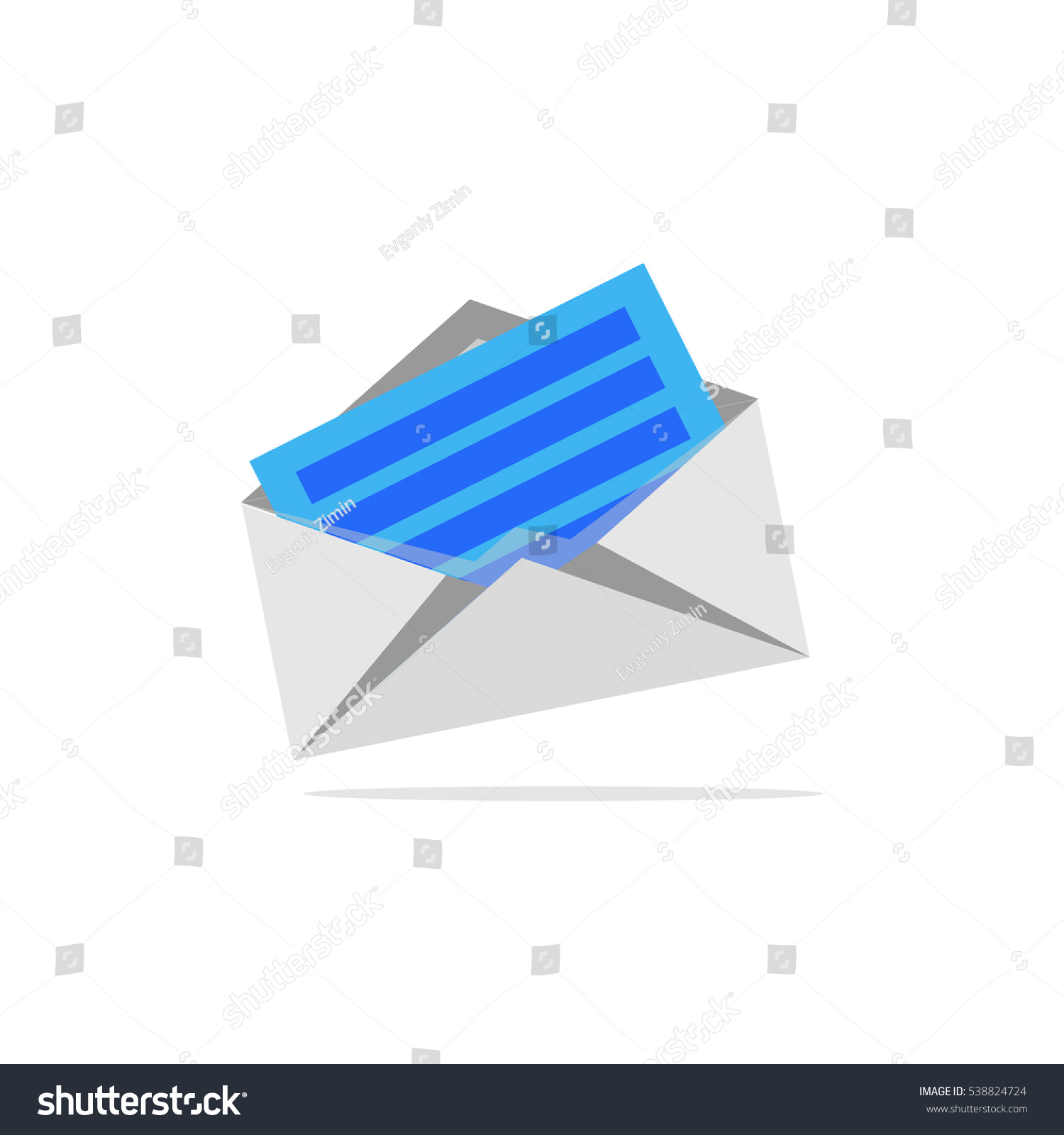 Icon Open Envelope Envelope Letter Shadow Stock Vector Royalty Free