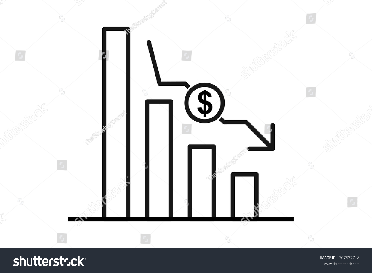 SVG of Icon representing Dollar currency depreciation. svg