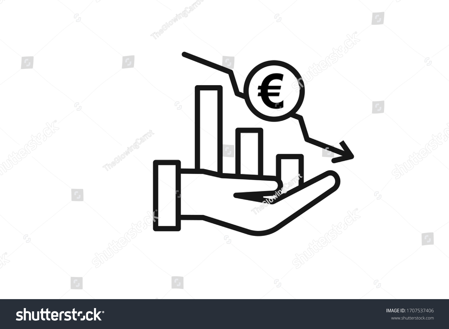 SVG of Icon representing Euro currency depreciation. svg