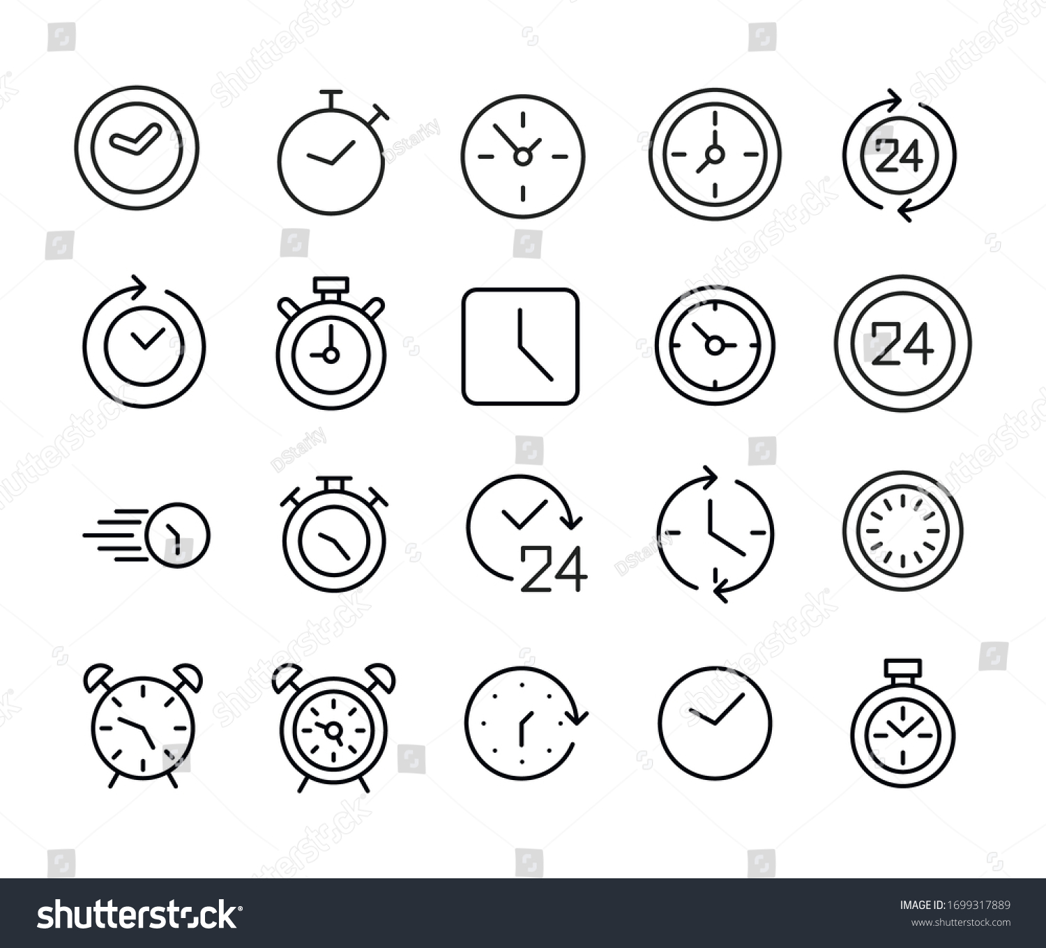 Icon Set Clock Editable Vector Pictograms Stock Vector Royalty Free 1699317889 7159