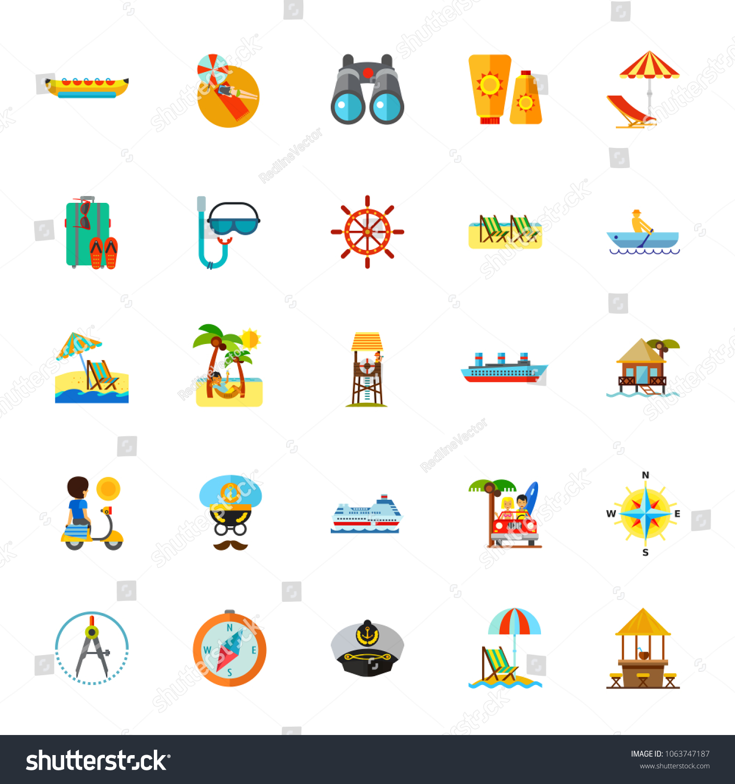 Icon Set Summer Resort Symbols Vacation Stock Vector (Royalty Free ...