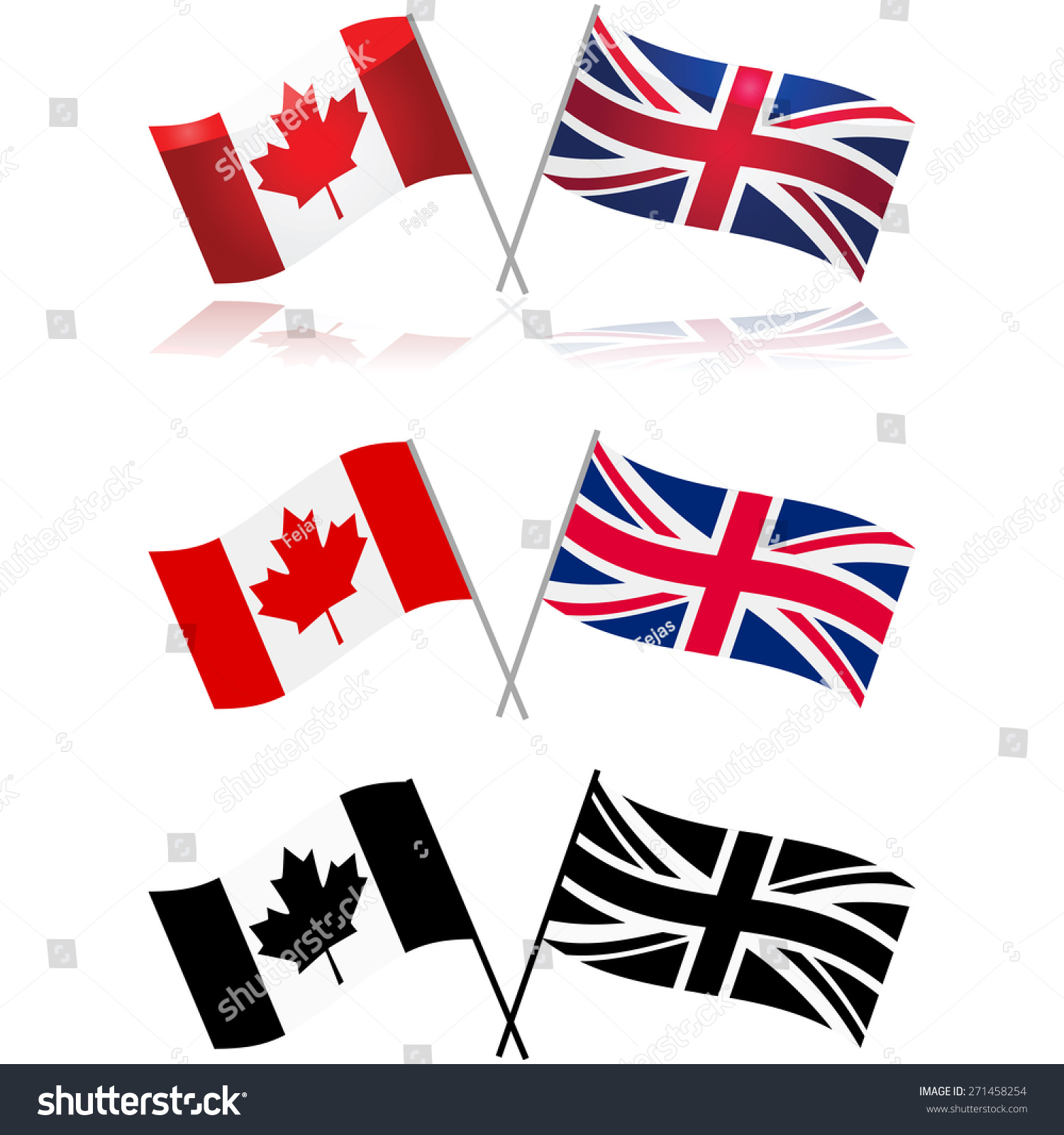 Icon Set Showing Variations Of The Canadian And United Kingdom Flags ...