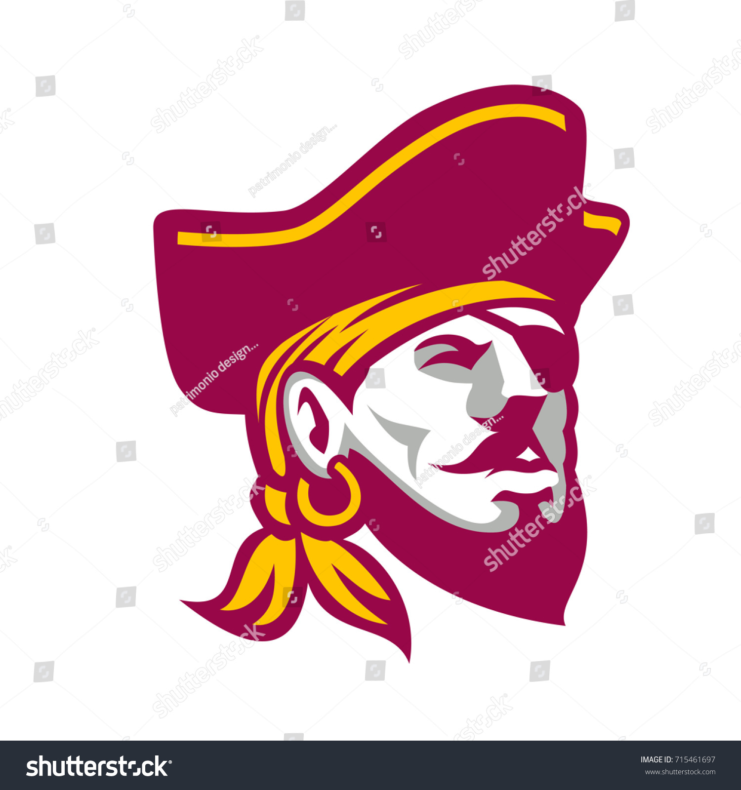 SVG of Icon style illustration of a Buccaneer, a privateer or pirate particular to the Caribbean Sea wearing tricorne hat on isolated background. svg