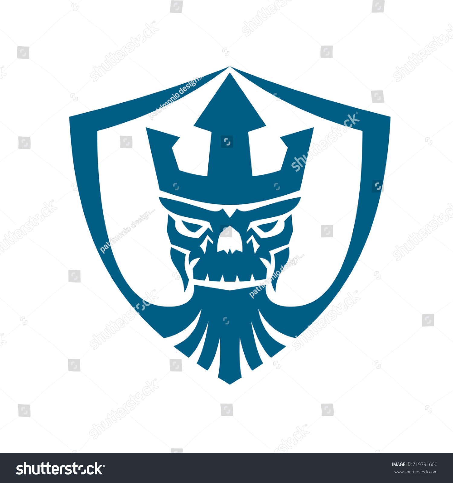 Icon Style Illustration Skull Neptune Wearing Stock Vector (Royalty ...