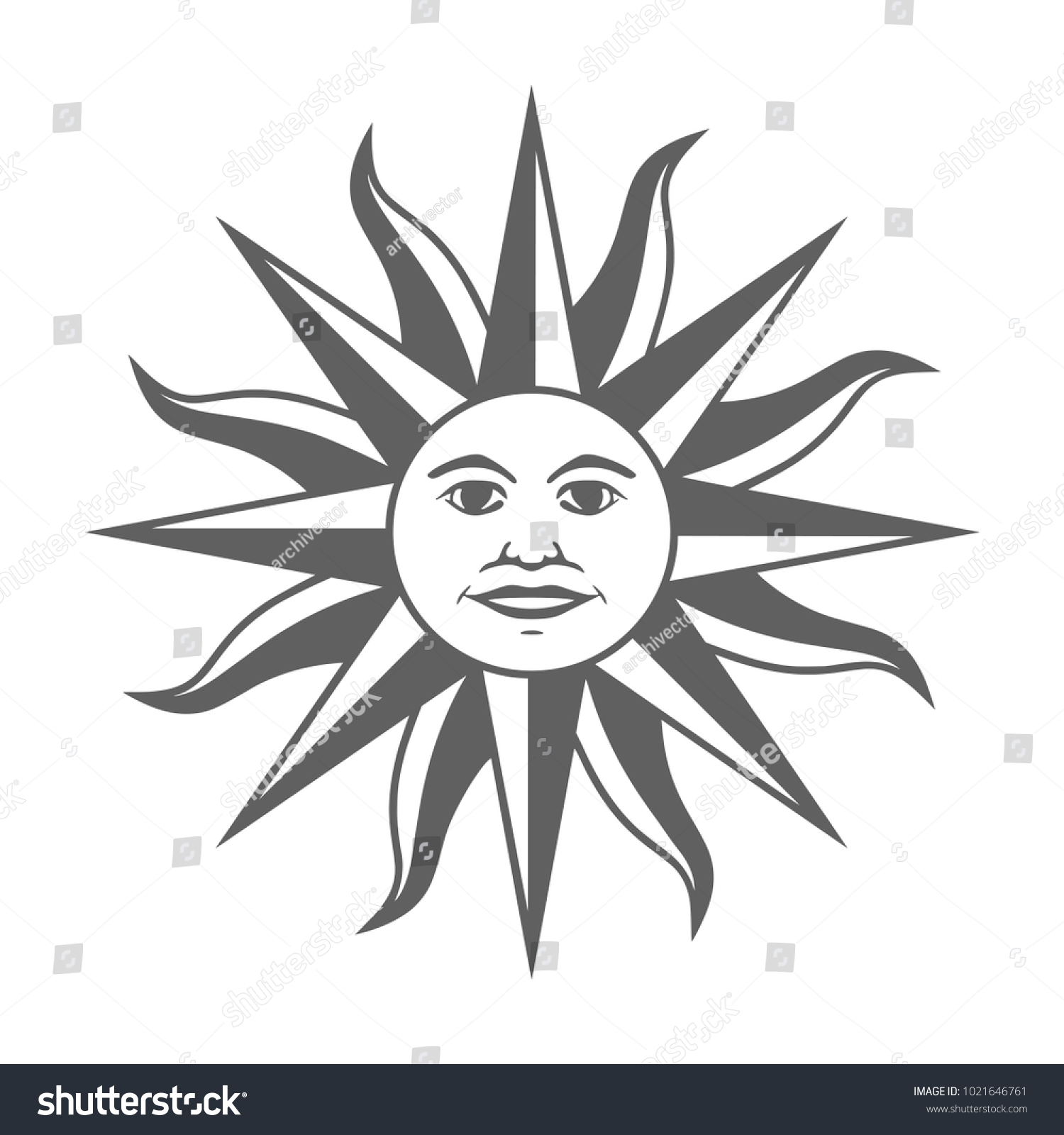 Icon Inca Sun God Inti Sun Stock Vector (Royalty Free) 1021646761