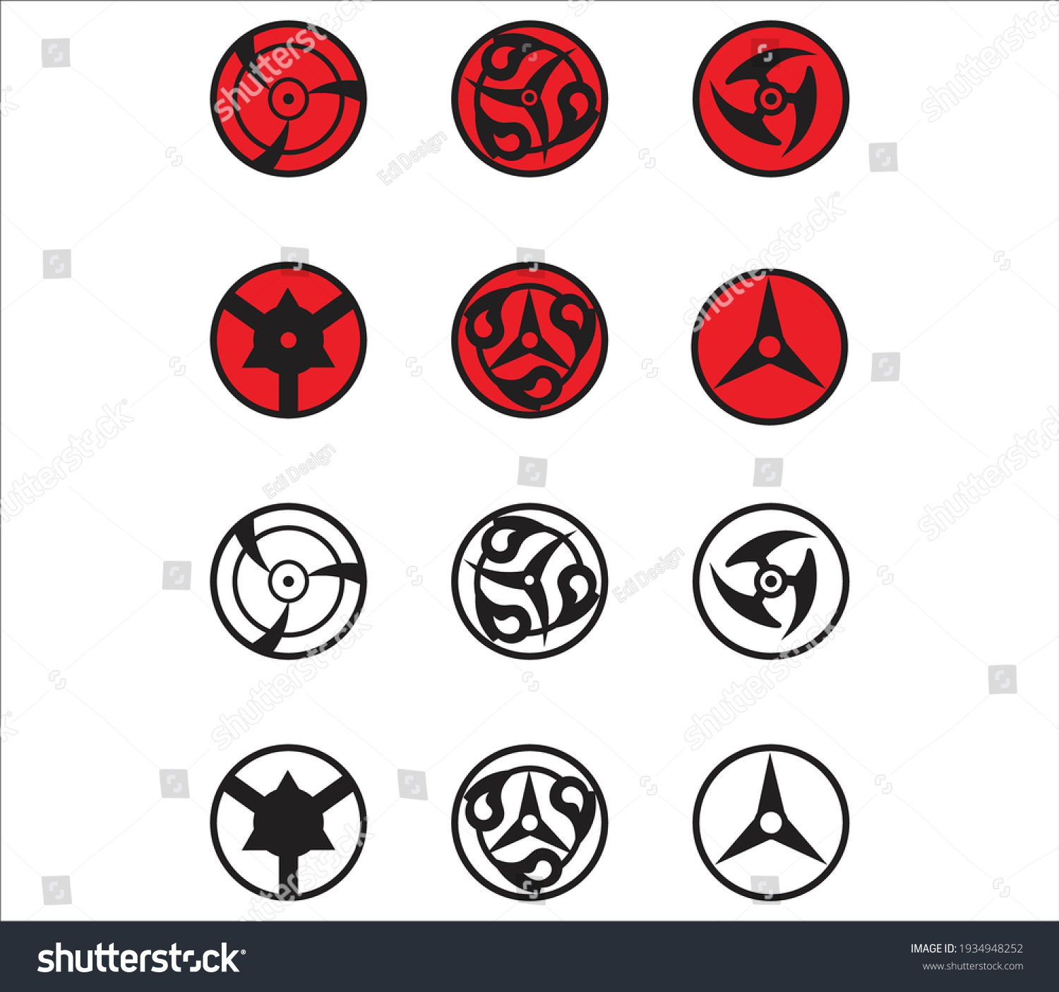 SVG of Icon vector illustration symbol graphic of new mangekyou sharingan color svg