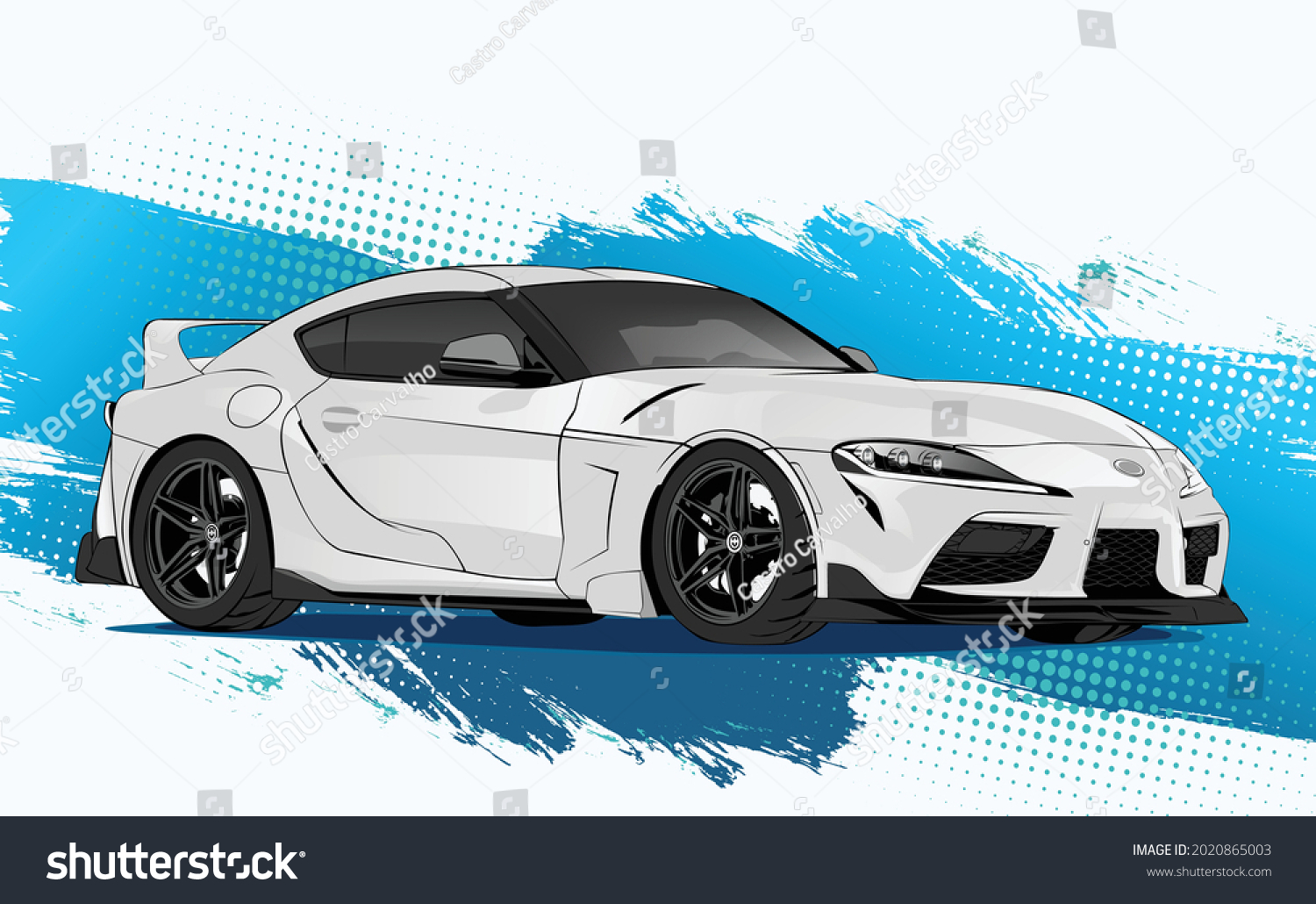 SVG of icon white sport car vector abstract brush blue background template illustration can use logo t shirt, apparel, sticker group community Toyota Supra, poster, flyer banner modify auto show svg