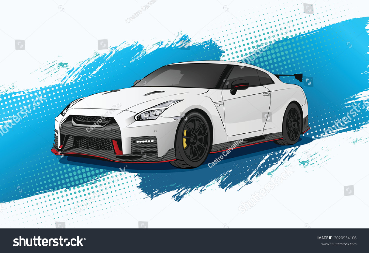 SVG of icon white sport car vector abstract brush blue background template illustration can use logo t shirt, apparel, sticker group community Nissan GTR 35 , poster, flyer banner modify auto show svg