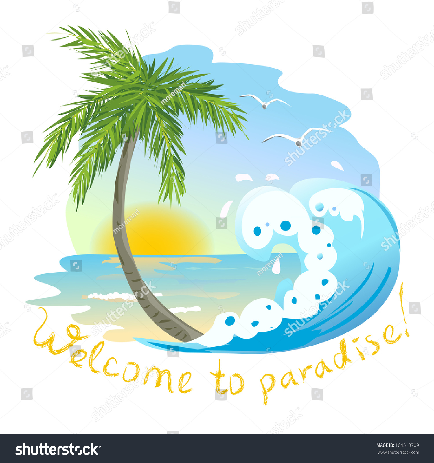 Icon Sea Palm Tree Vector Illustration Stock Vector Royalty Free