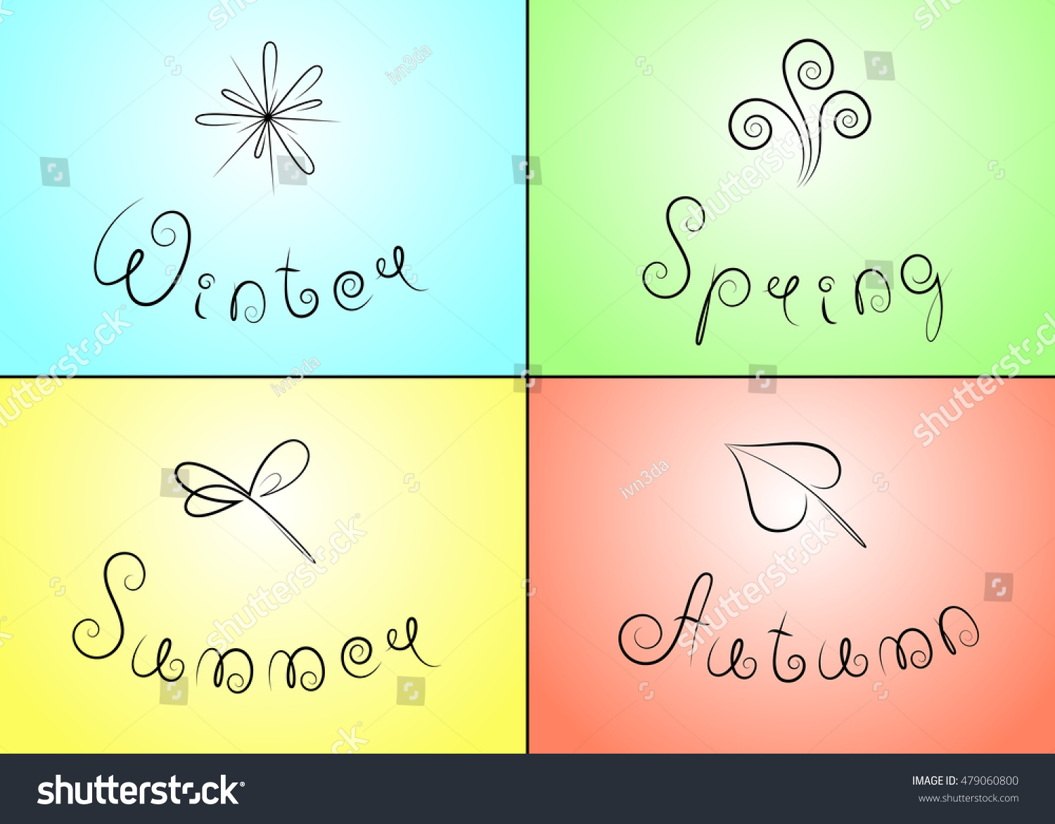 icons-four-seasons-calligraphic-inscriptions-seasons-stock-vector