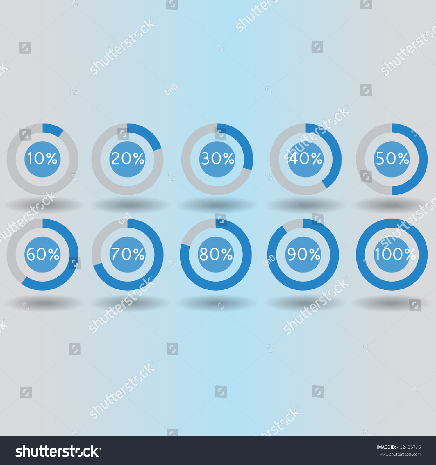 Icons Pie Graph Circle Percentage Blue Stock Vector Royalty Free 402435796 Shutterstock 1040