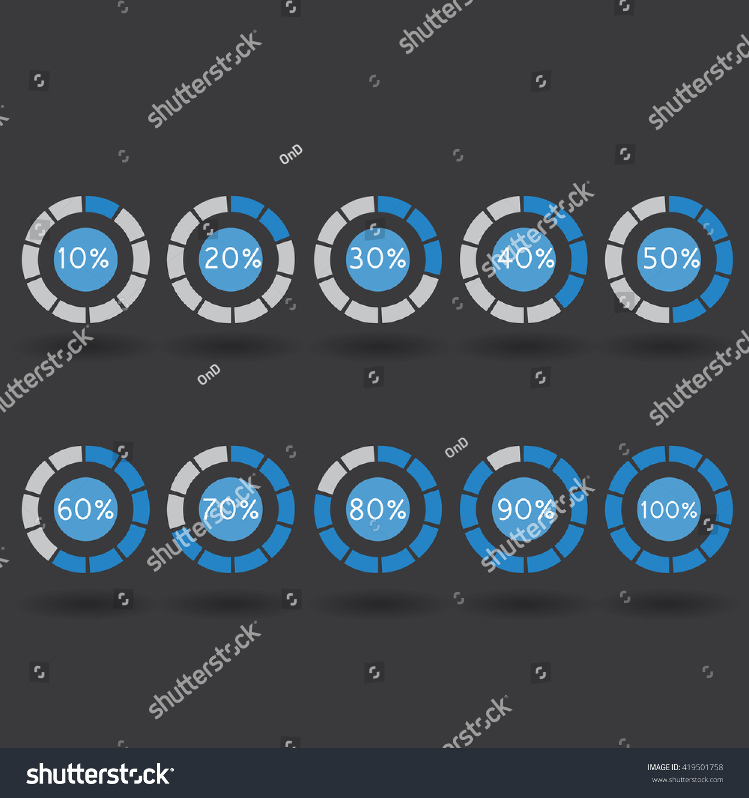 Icons Pie Graph Circle Percentage Blue Stock Vector Royalty Free 419501758 6295