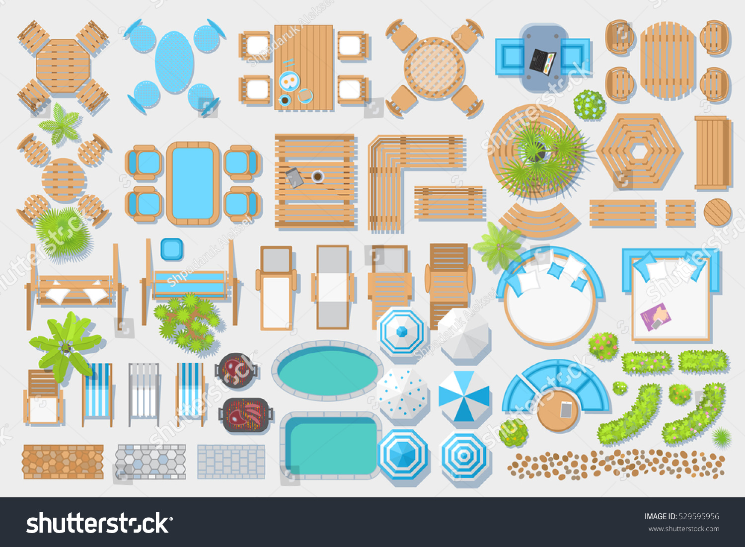 swings in z hotel Set Furniture Outdoor Items Icons Vector Stock Patio